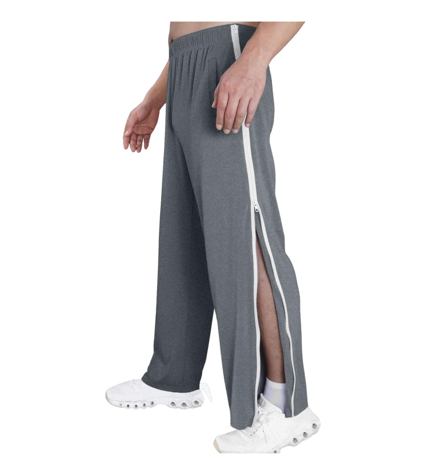 Buy Rumaozia Men's Rehab Pants - Sideways Jogging Pants Long Wide Leg Zippered Casual Sportswear in Dark Gray (3XL) - International Shipping Available - Buy Online on GoSupps.com