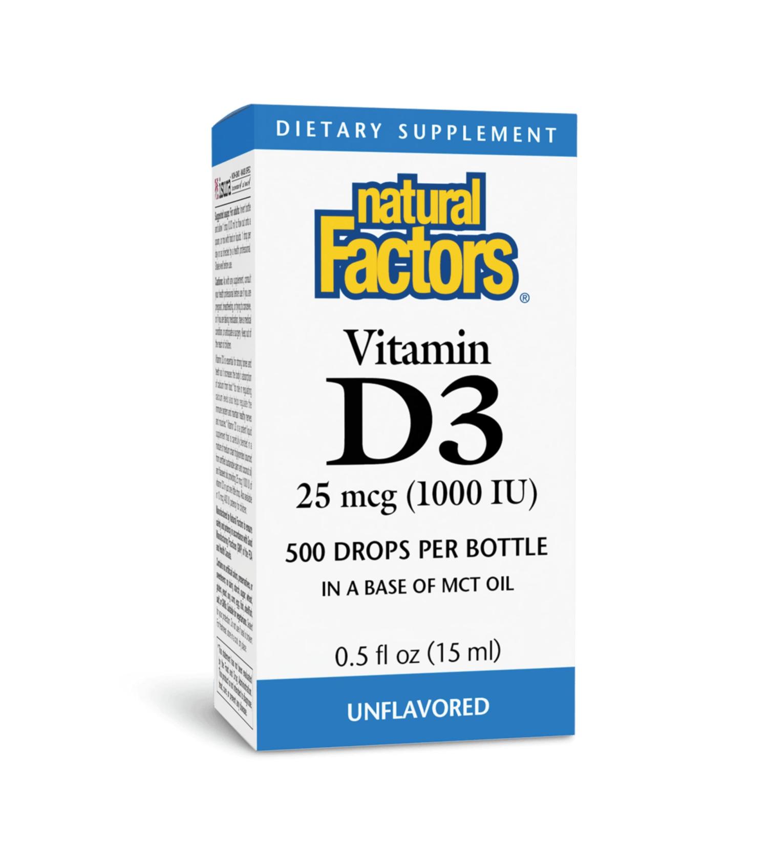 Natural Factors Vitamin D3 1000iu Liquid 0.5 OZ (Multi-Pack) 0.5 Fl Oz (Pack of 1) - Buy Online on GoSupps.com