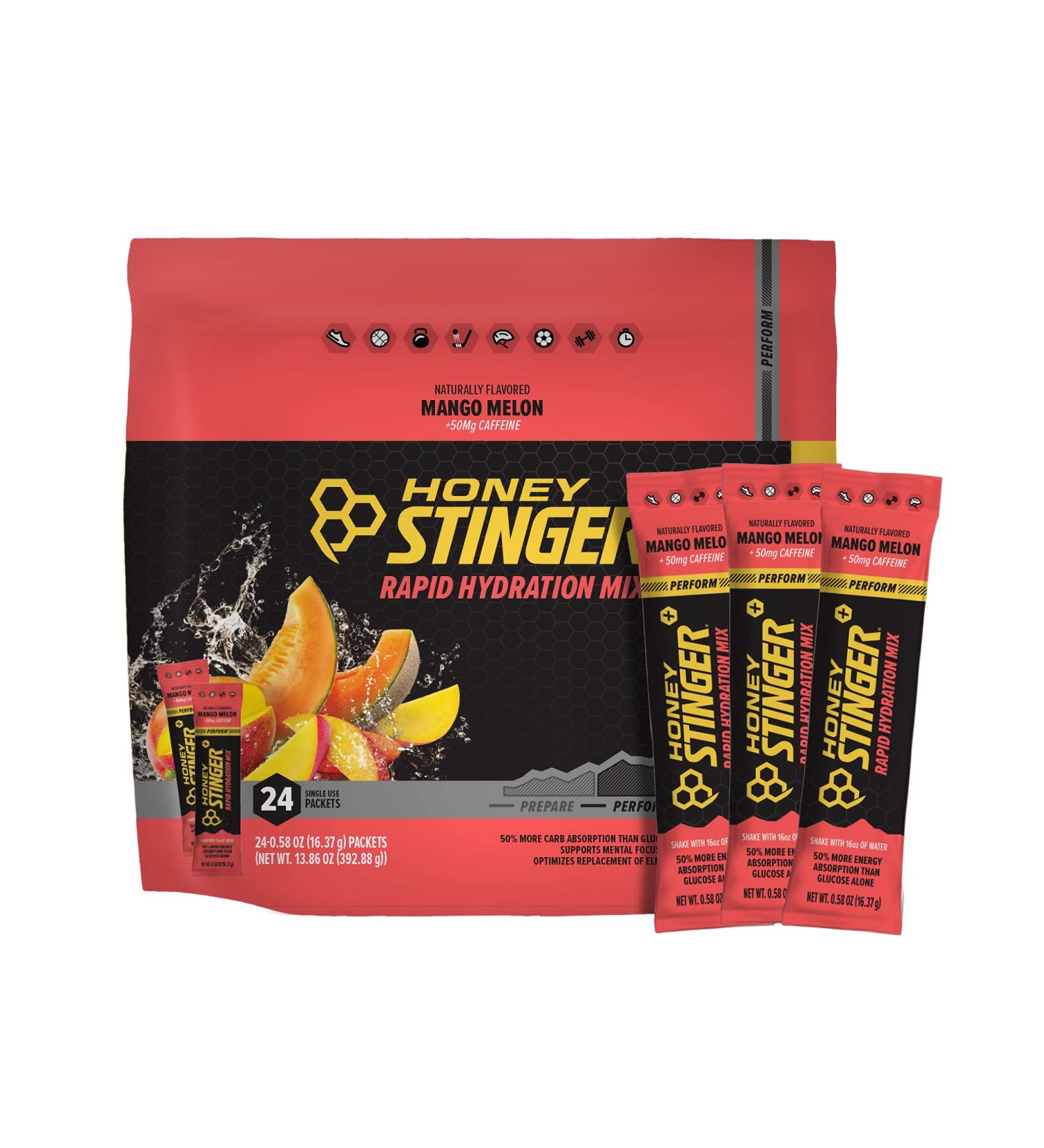 Honey Stinger Perform Rapid Hydration Powder - Mango Melon Electrolyte Multiplier for Exercise & Performance - Sports Nutrition 24 Packets - Buy Online on GoSupps.com