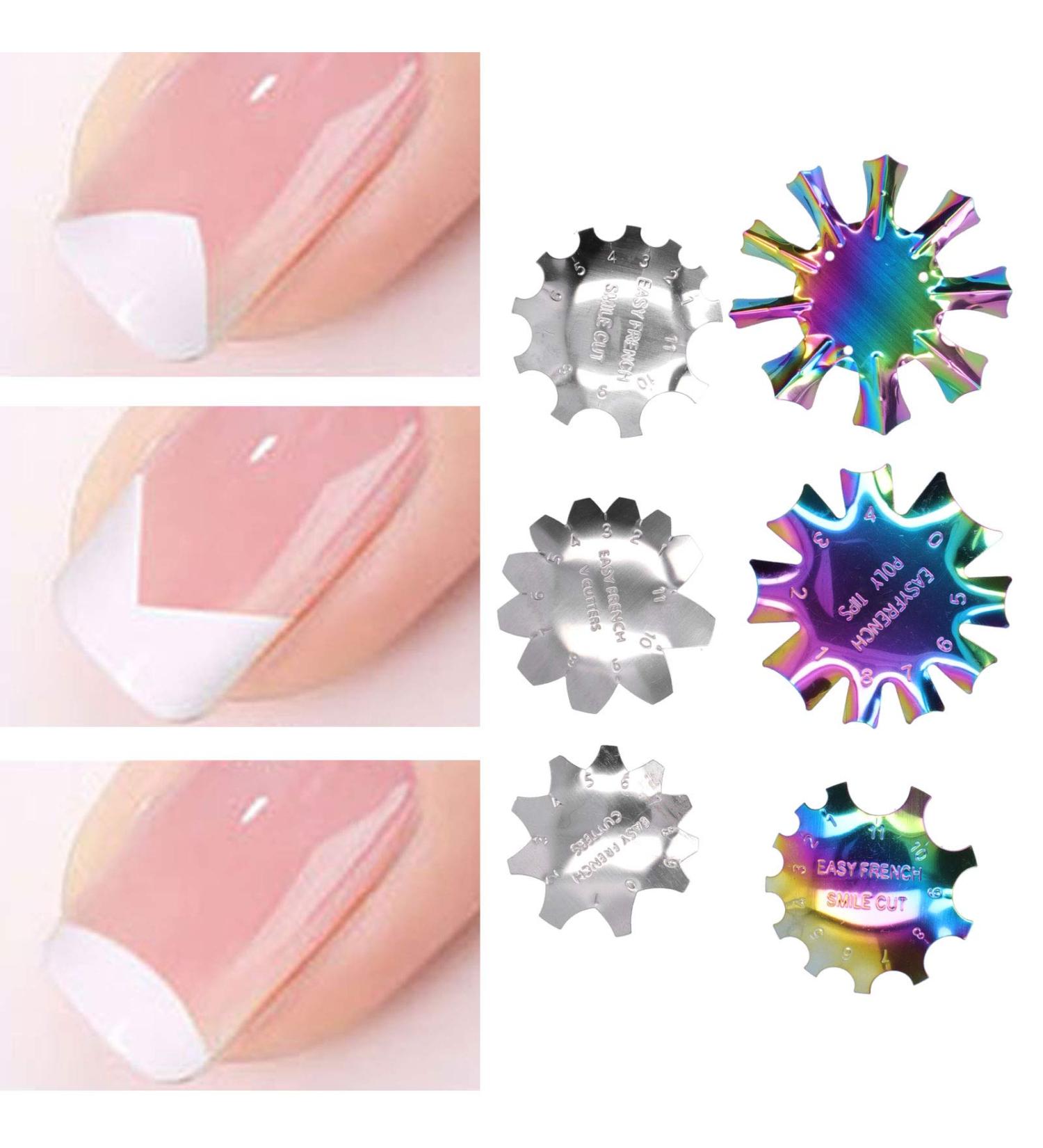 6-Piece Stainless Steel French Nail Art Edge Trimmer Set | Colorful DIY Nail Templates & Supplies for Perfect Lines - Buy Online on GoSupps.com