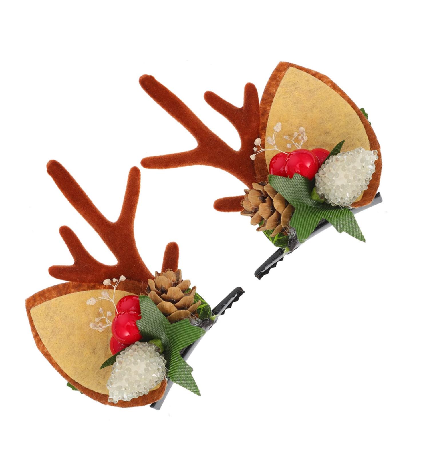 minkissy 3 Pairs Christmas Hair Clips Christmas Headdress Xmas Hair Clip Christmas Bag Filler Deer Hair Barrettes Reindeer Hair Clips Antlers Hair Clip Sock Child Felt Winter - Buy Online on GoSupps.com