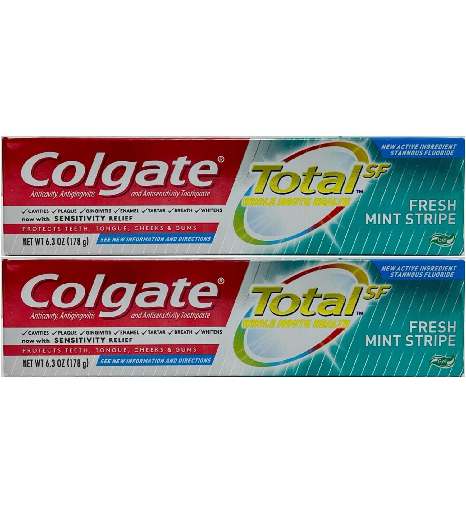 Colgate Total Fresh Mint Stripe Toothpaste 6 oz - Pack of 2 - Buy Online on GoSupps.com