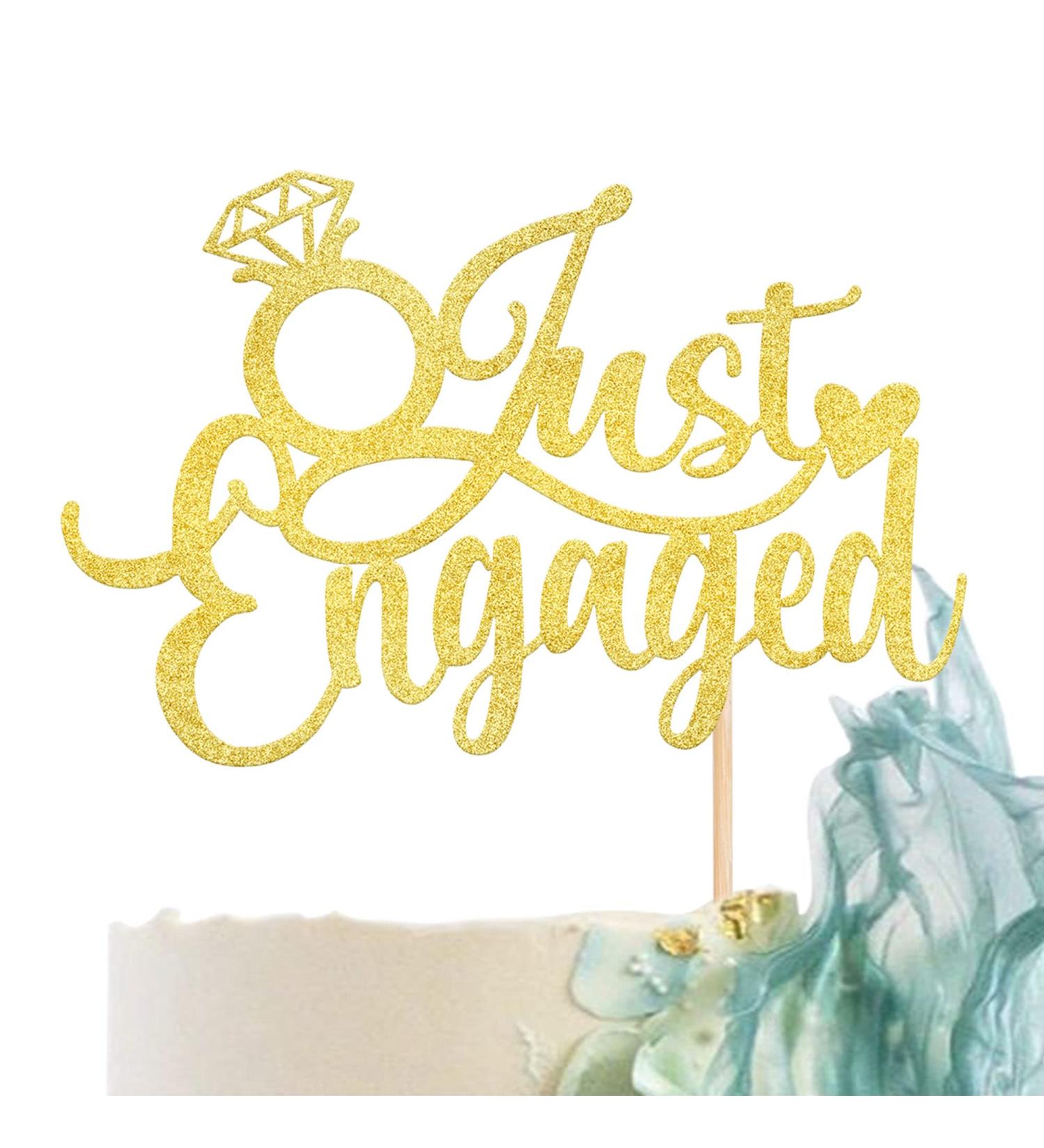 1 Pack Just Engaged Cake Topper Glitter We're Engaged Cake Pick Bridal Engagement Wedding Cupcake Decoration Party Supplies Gold - Buy Online on GoSupps.com