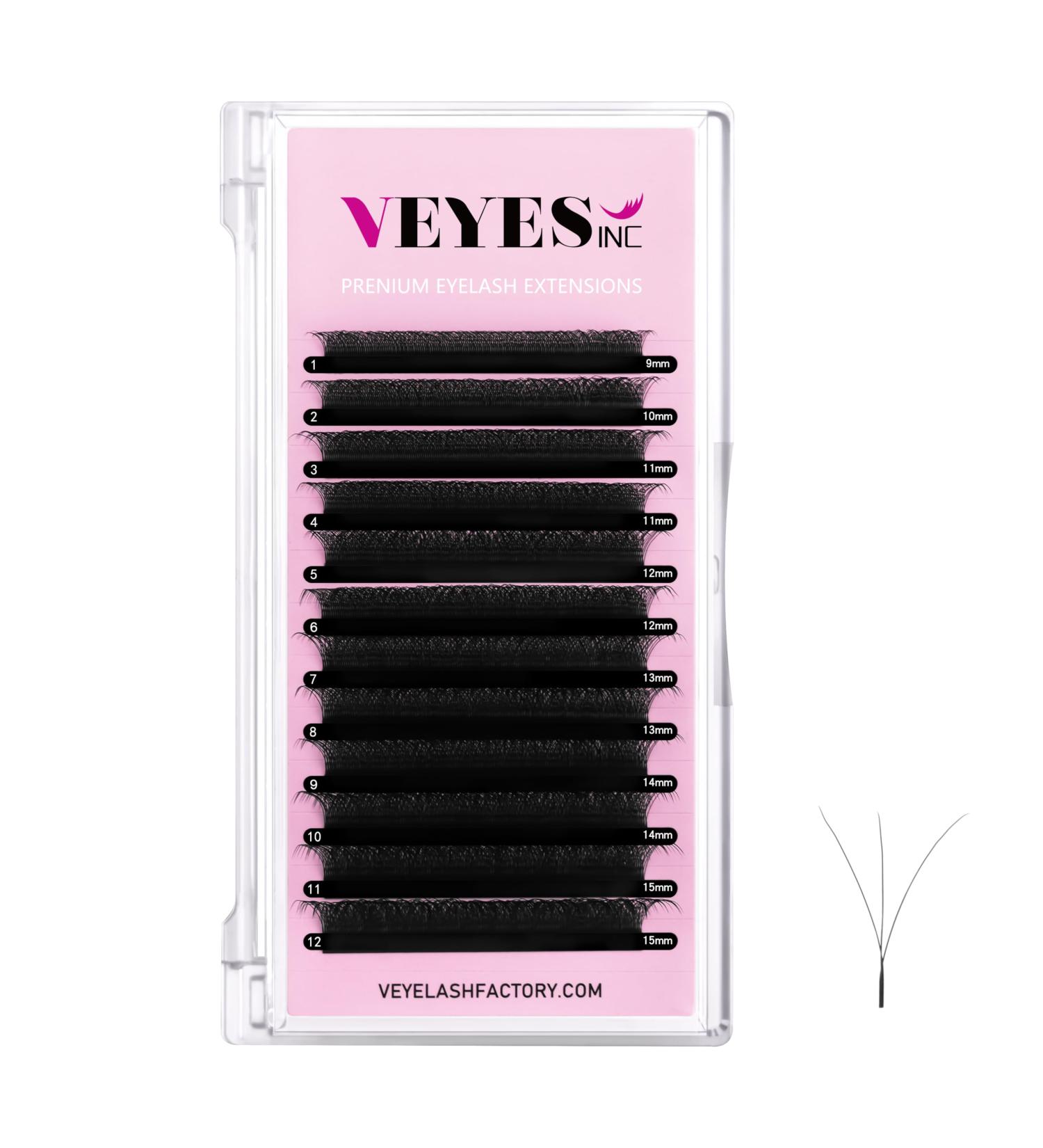 VEYES YY Lash Extensions C & D Curl 9-15mm Mixed Length Premade Volume Eyelash Fans Professional Lash Extension Supplies Matte Black(3D W-Shape 0.07 D-curl 9-15mm) - Buy Online on GoSupps.com