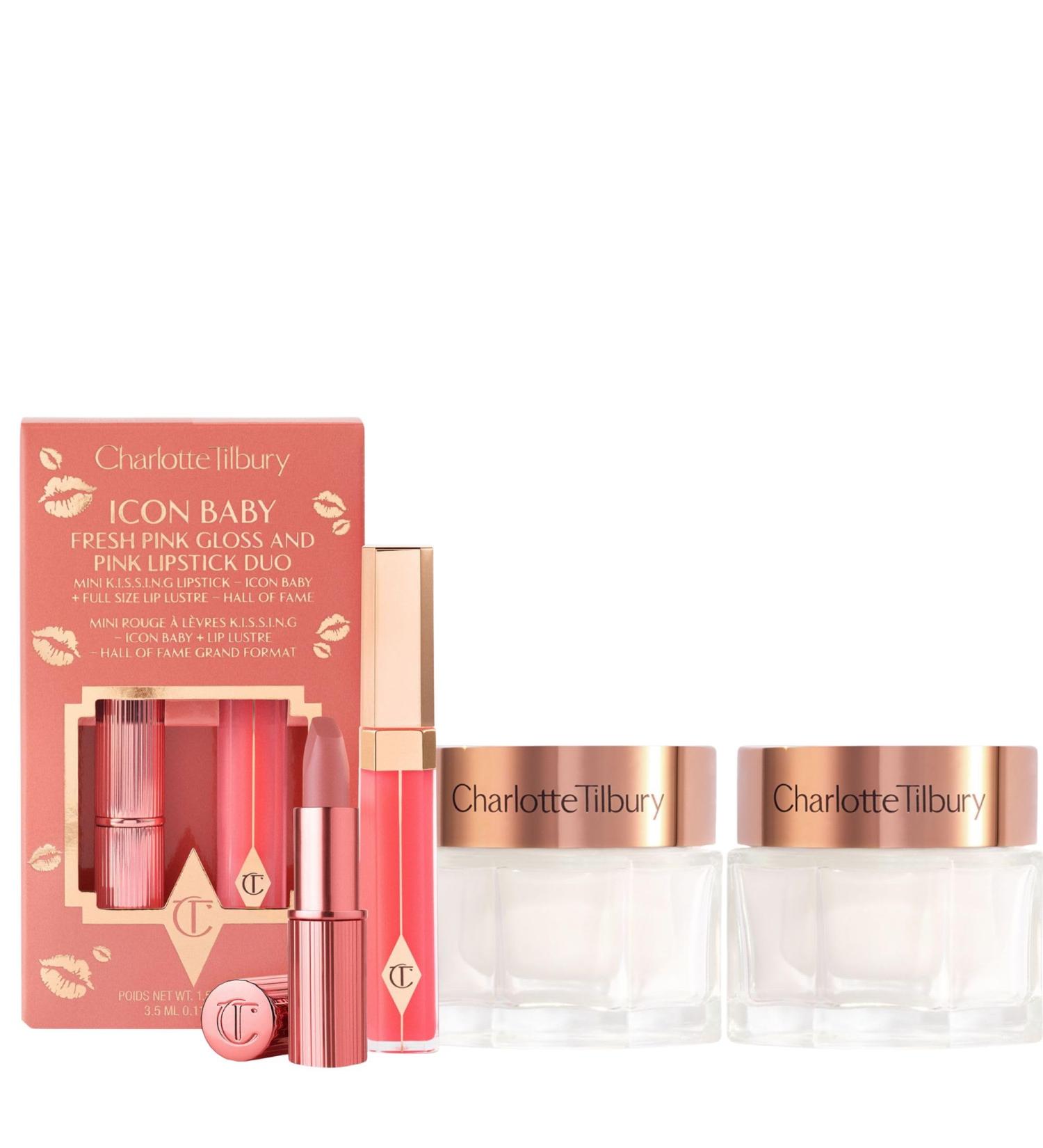 Charlotte Tilbury Magic Cream Duo with Icon Baby Lip Set - 2 Firming-Effect Peptide Moisturizers 30ml + Mini Lipstick & Full-Size Gloss - Hydrating Skincare & Pink Lip Makeup Gift Set - Buy Online on GoSupps.com