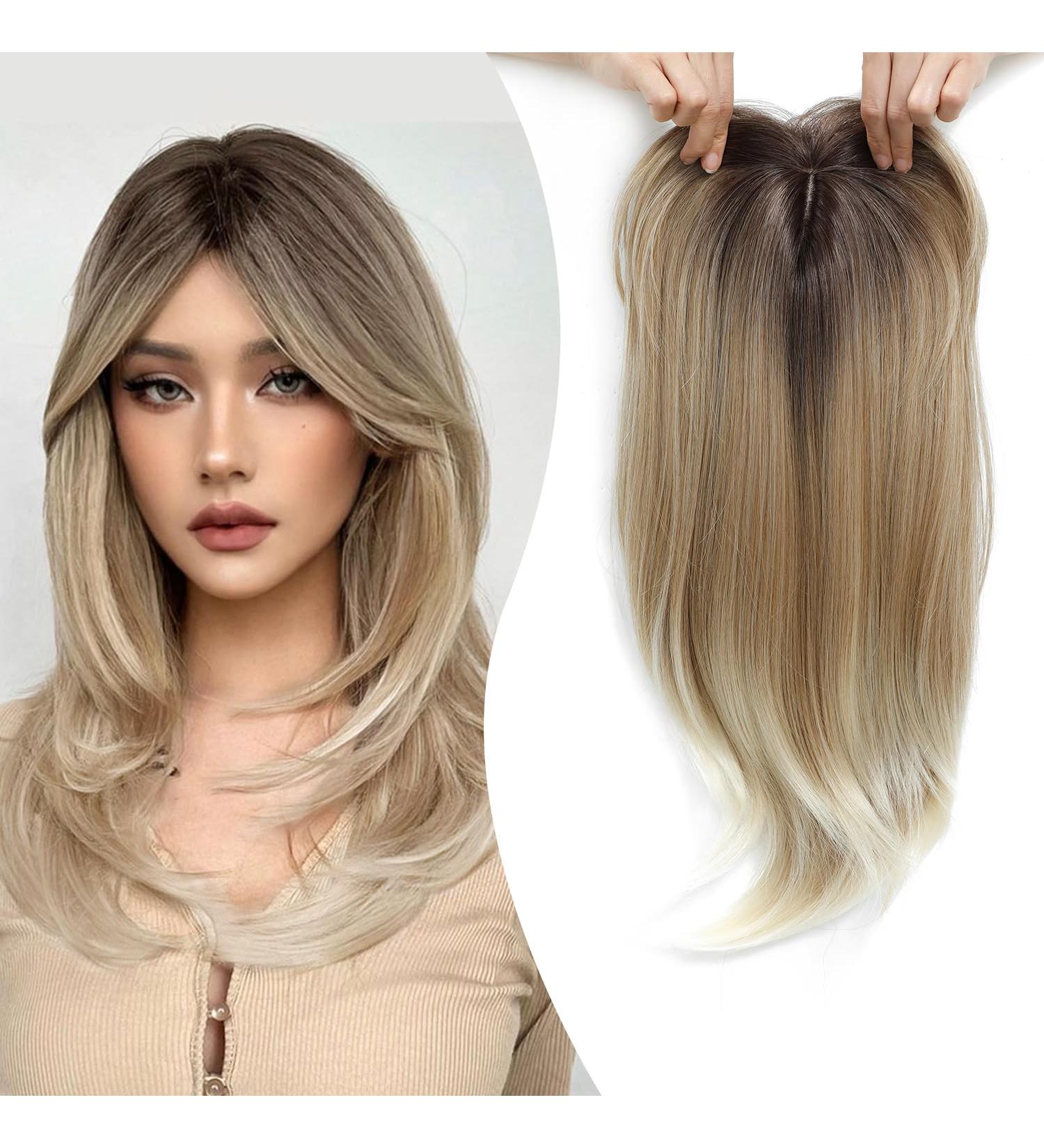 Ms Taj 18 inch Blonde Synthetic Hair Topper for Thinning Hair - Long Layered Clip-in Hair Piece for Women - Buy Online on GoSupps.com