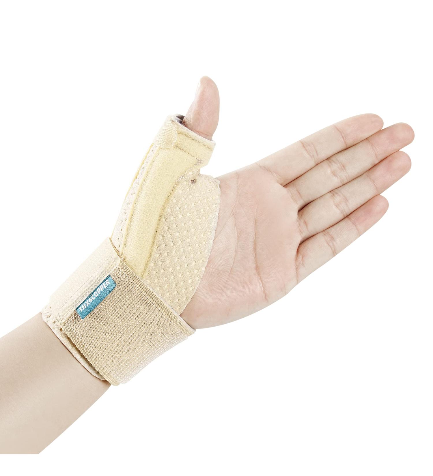 Thx4Copper Adjustable Thumb and Wrist Orthosis - Breathable Stabilizer for Tendinitis & Arthritis Relief - L/XL Beige - Buy Online on GoSupps.com