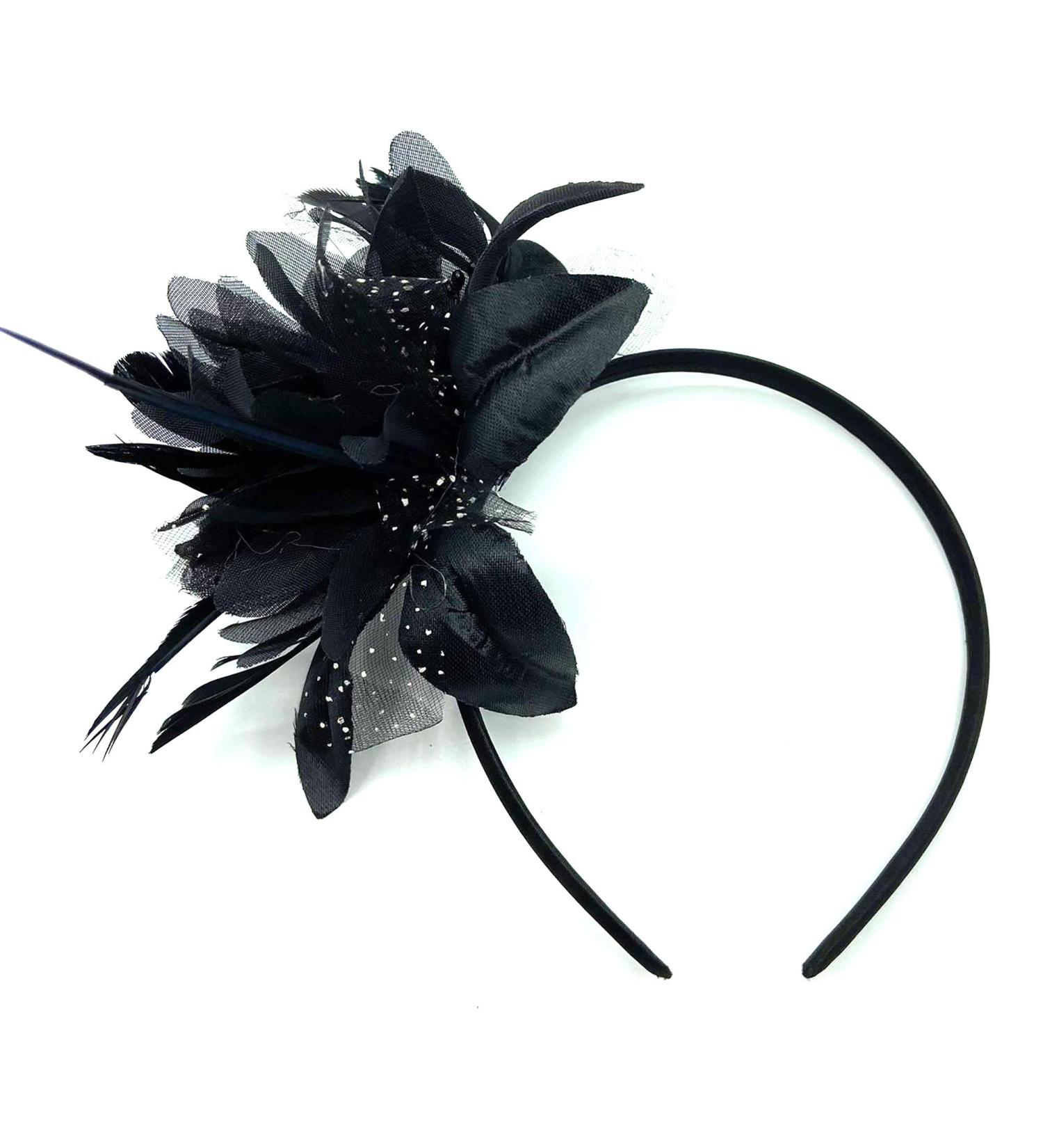 Feather Aliceband Headband Fascinator Ladies Hair Piece Weddings Races Ascot Christening (Black) - Buy Online on GoSupps.com