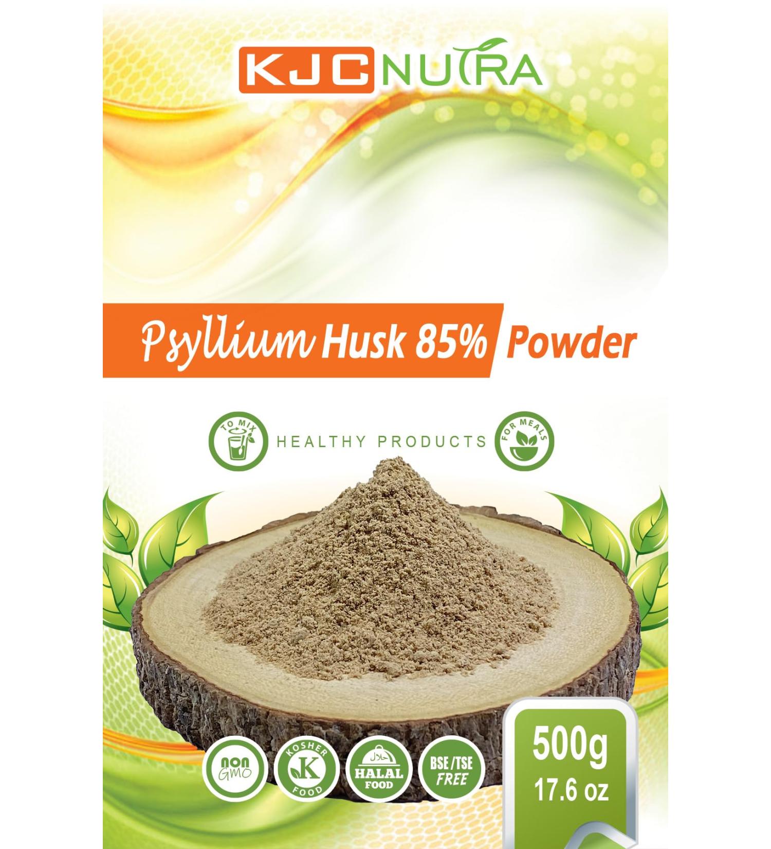 KJC Nutra Psyllium Husk Powder 85% 500g (17.6 oz) | Premium Fiber Supplement | Supports Digestive Health Regularity & Gut Cleanse | 100% Natural Non-GMO Gluten-Free Keto-Friendly Kosher.