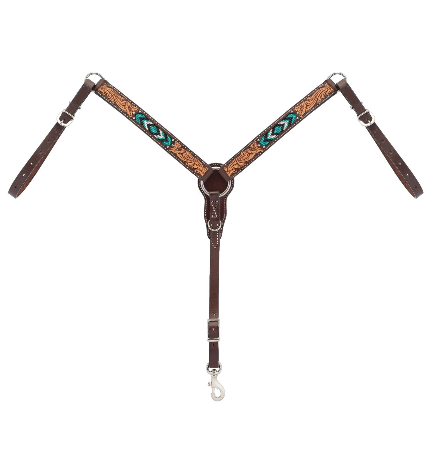 Turquoise Cross Turqoise Beaded Collection Pony straight breast collar