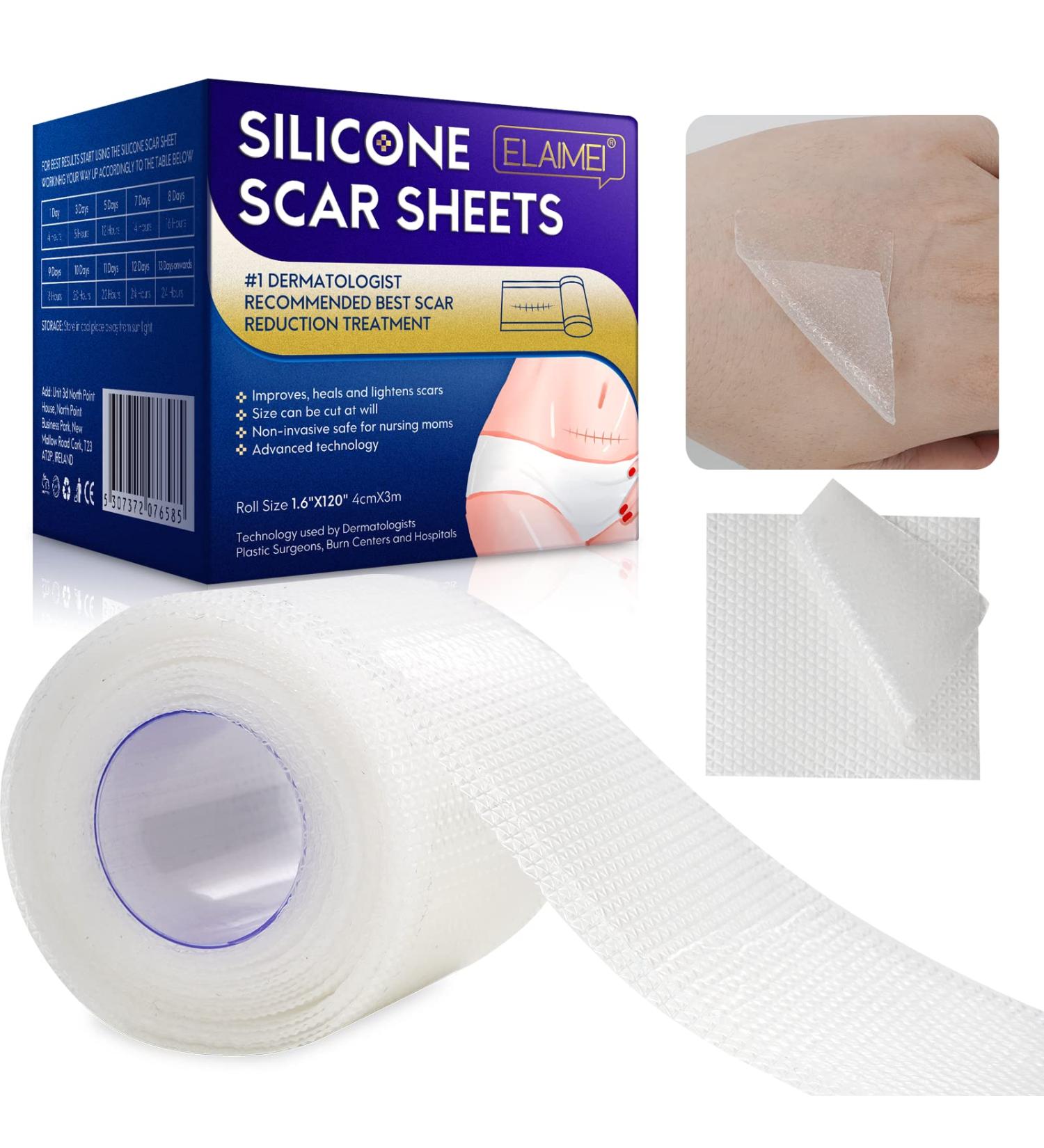 Medical Grade Clear Silicone Scar Sheets - 1.6 x 120 inches | Reusable Soft Silicone Tape Roll for C-Section, Burn, Keloid & Acne Scar Removal - Buy Online on GoSupps.com