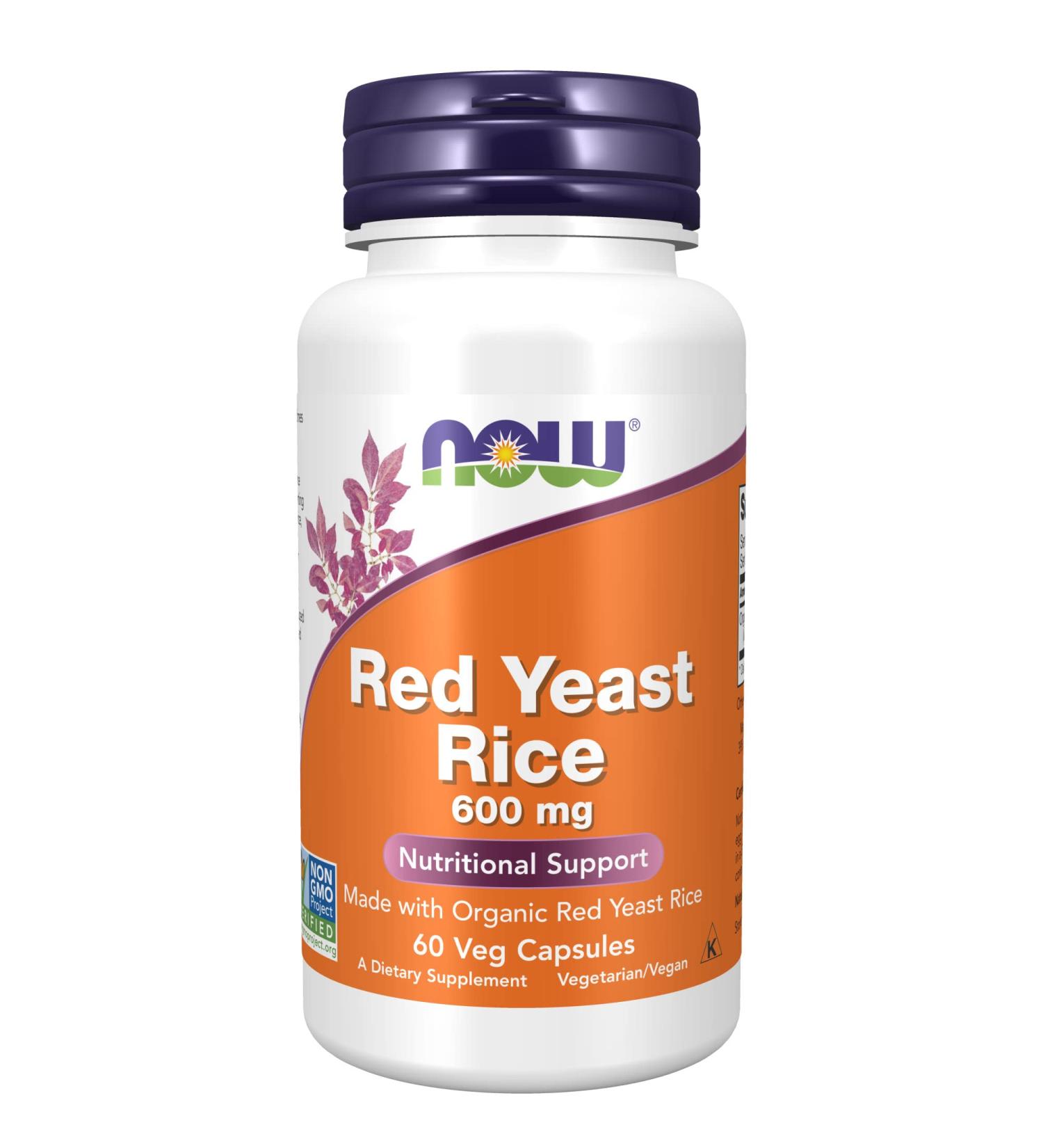 Now Supplements Red Yeast Rice 600mg - Organic Red Yeast Rice - 60 Veg Capsules - Buy Online on GoSupps.com