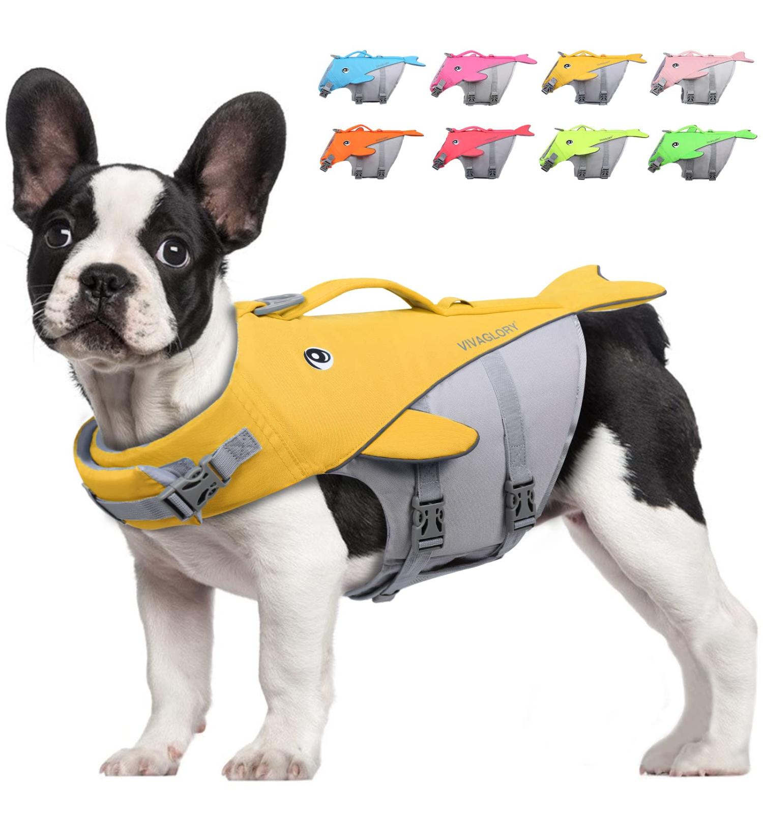 Vivaglory Dog Life Vest for Small & Medium Dogs Adjustable Sporty Swimming Vest for Dogs (56-64 cm Ribcage Girth) Easy On & Off Yellow - Buy Online on GoSupps.com