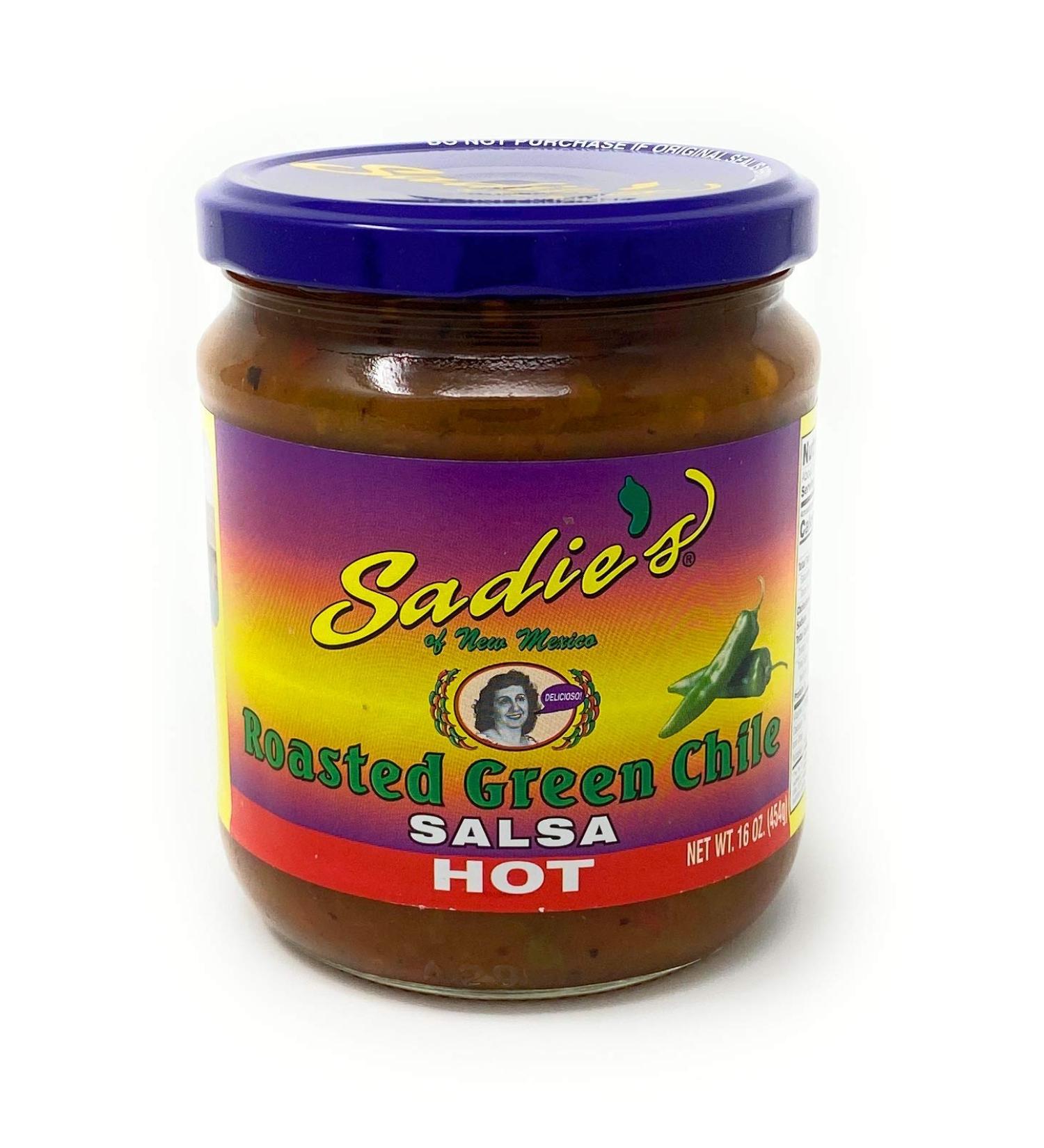 Sadie's of New Mexico Roasted Green Chile Hot Salsa 16oz - Authentic Southwest Flavor - Buy Online on GoSupps.com