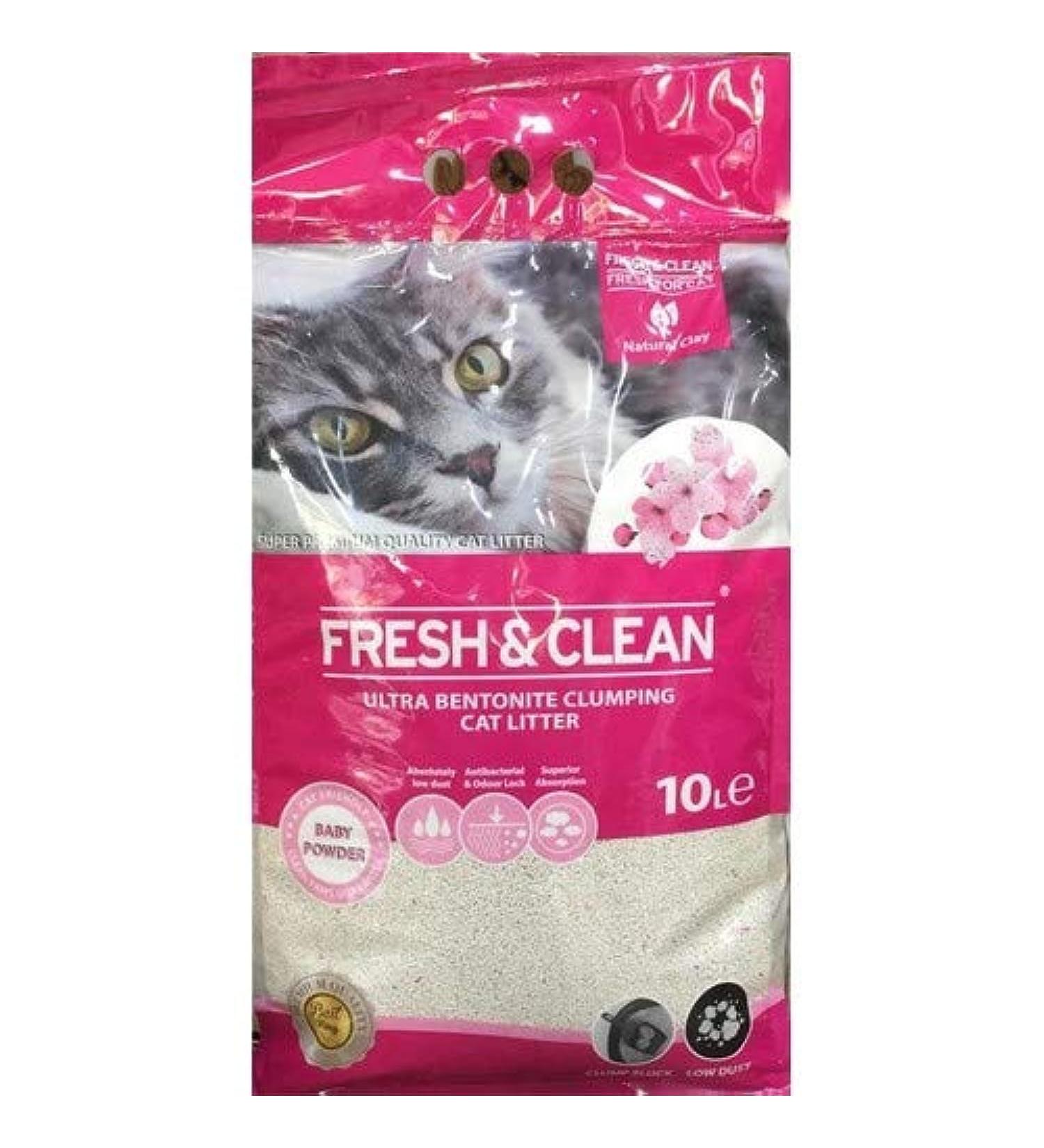 Fresh & Clean - Fresh & Clean Clumping Cat Litter - Baby Powder 10 Lt - 1 Pack(10lt) - Buy Online on GoSupps.com
