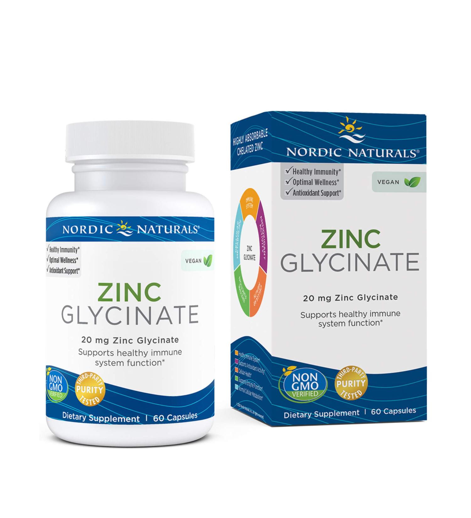 Nordic Naturals Zinc Glycinate 20 mg  60 Capsules - Buy Online on GoSupps.com
