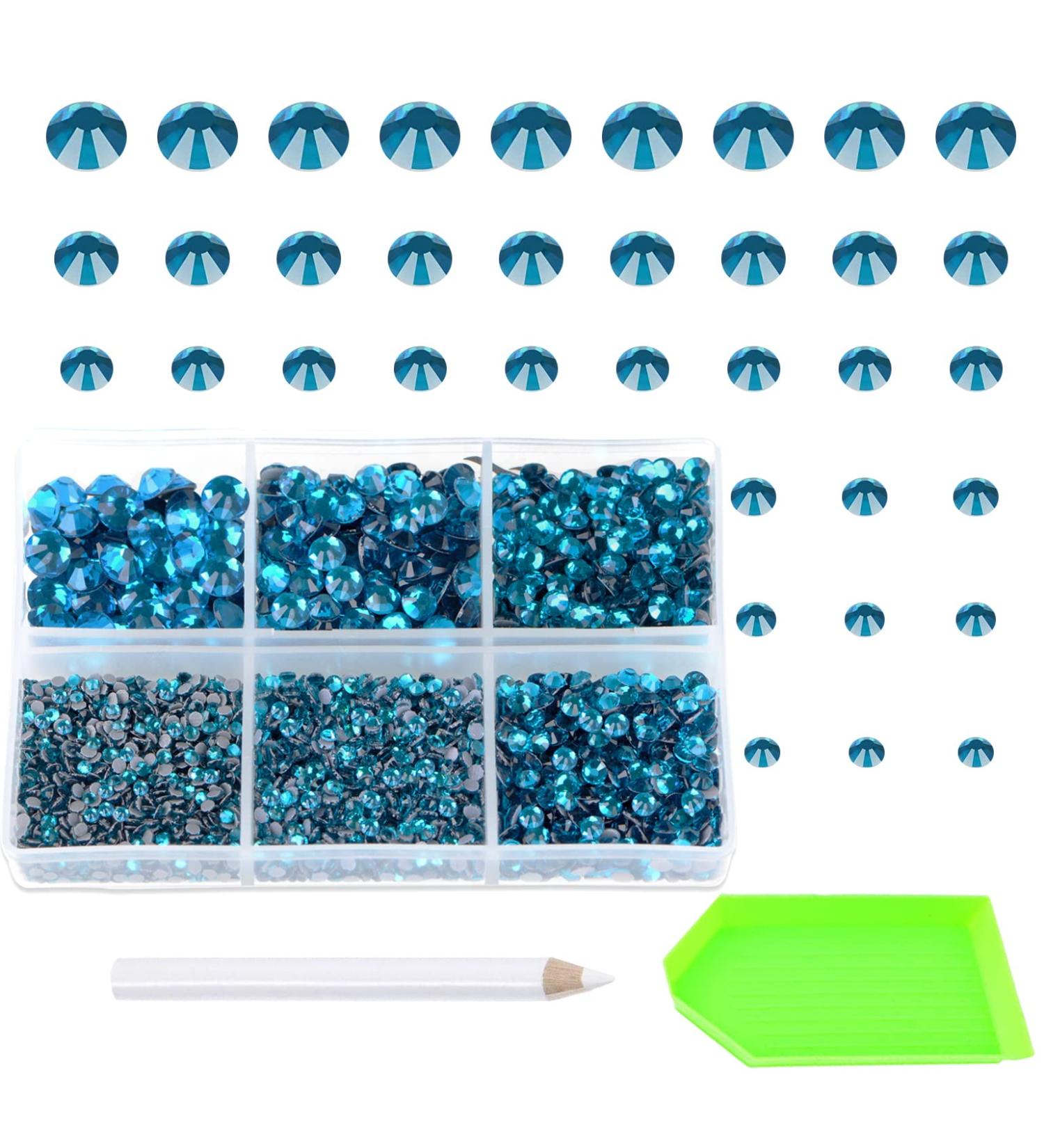 AD Beads 4500pc Hotfix Rhinestones Set with Tools - Blue Zircon Crystal Gems for DIY Crafts, Nail Art, Face, Clothes, Shoes - Buy Online on GoSupps.com