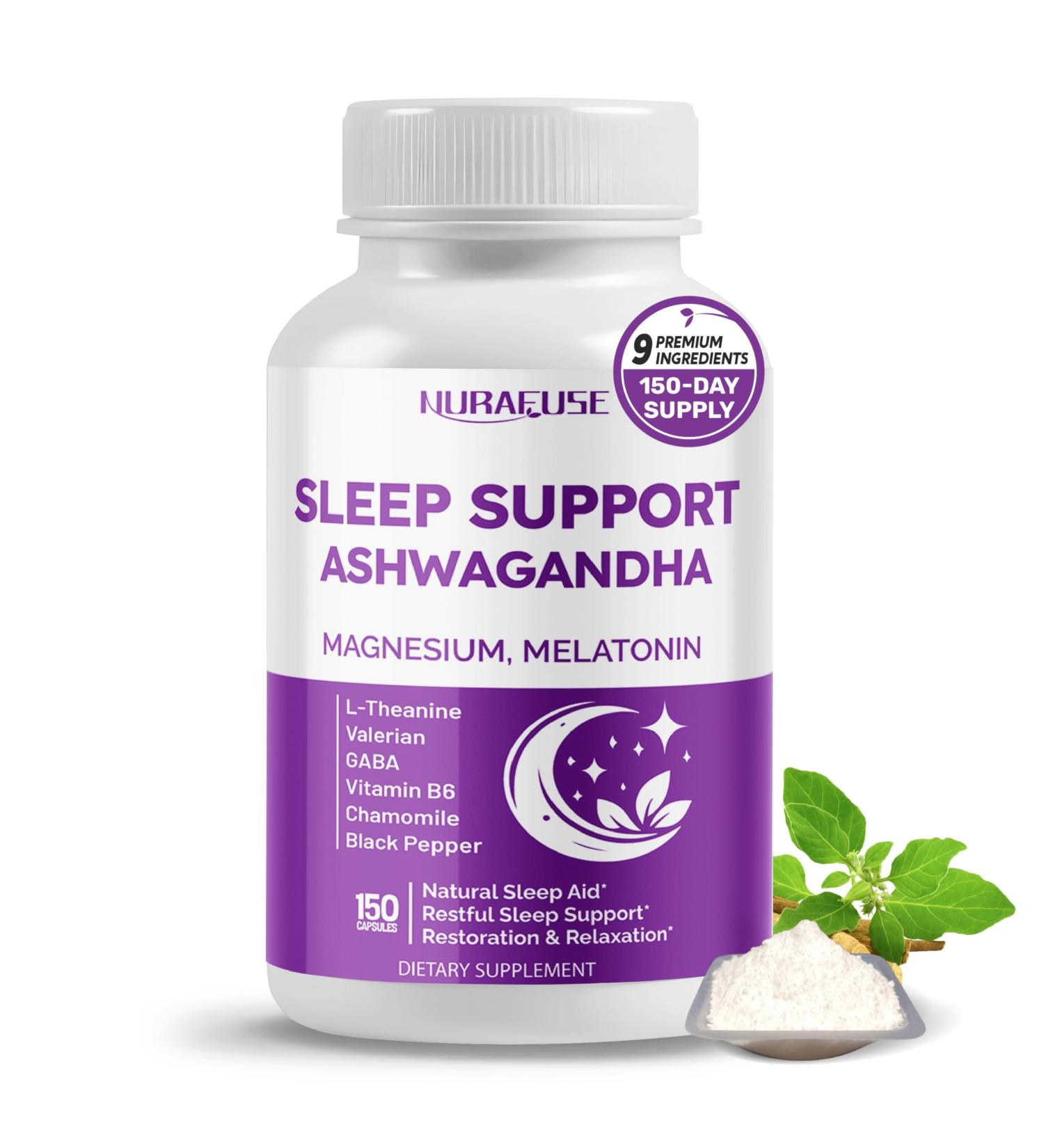 Sleep Support with Ashwagandha Magnesium Melatonin L-Theanine Valerian Chamomile Natural Sleep Aid* for Restful Sleep* Relaxation* & Restoration* Made in The USA 150 count (pack of 1) - Buy Online on GoSupps.com