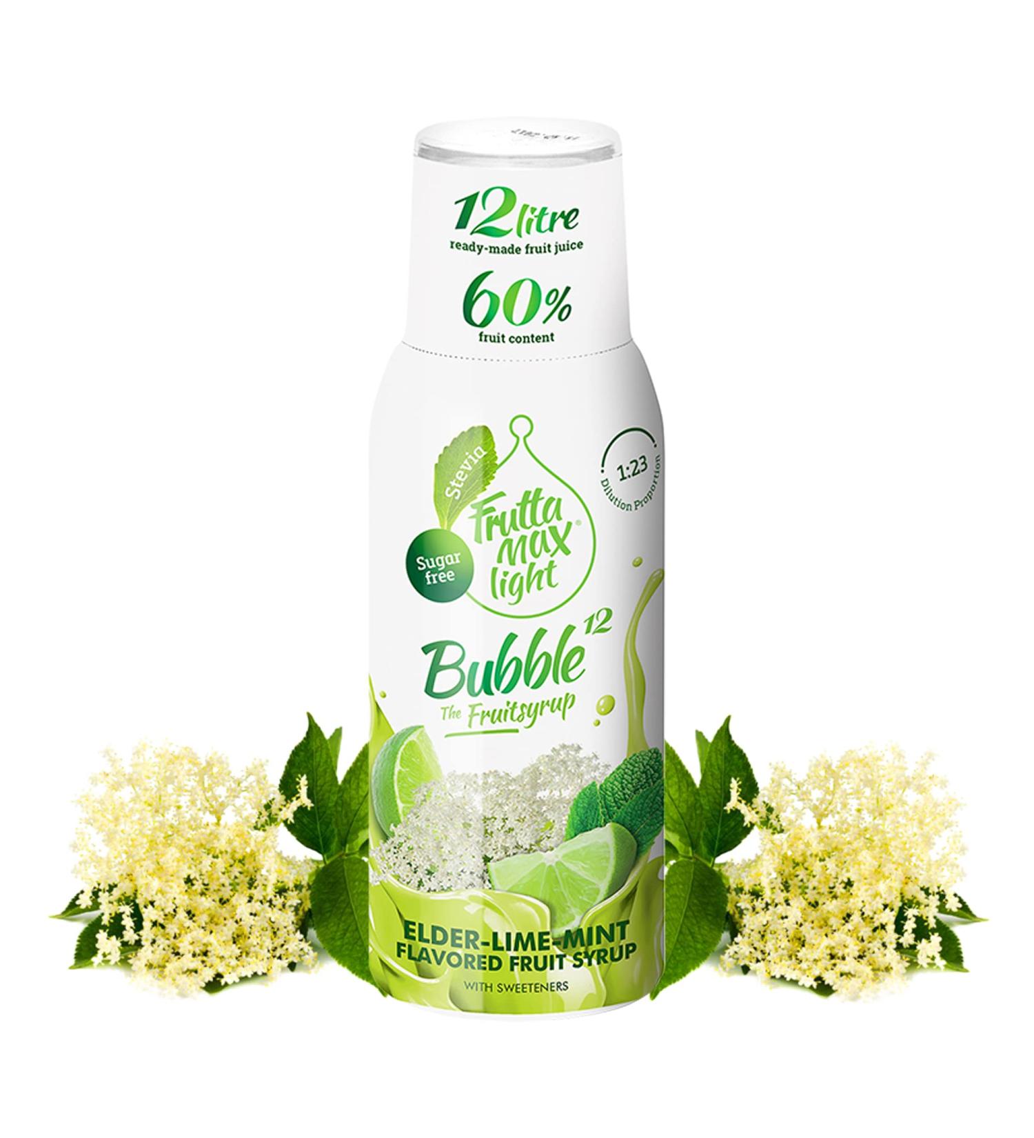 Light Holunder-Lime-Mint Fitness Syrup | Sugar-Free | 60% Fruit Content with Stevia | 500ml | Fruttamax Beverage Syrup for International Shipping - Buy Online on GoSupps.com