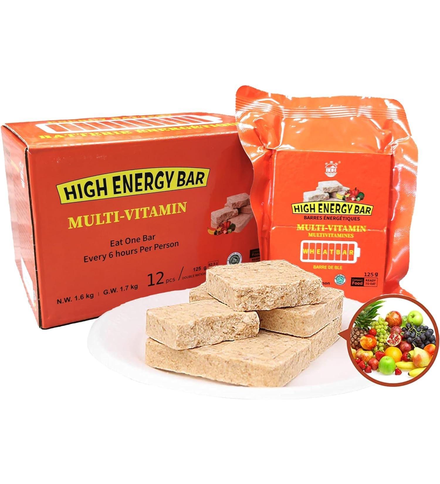 BDH High Energy Bar Mixed Fruit Flavor 7400 Calories | 125g*12bags MRE Survival High Energy Emergency Food Ration Compressed Biscuits Long shelf-life for Outdoor Activities Crisis Disaster Preparation Compact Packaging - Buy Online on GoSupps.com