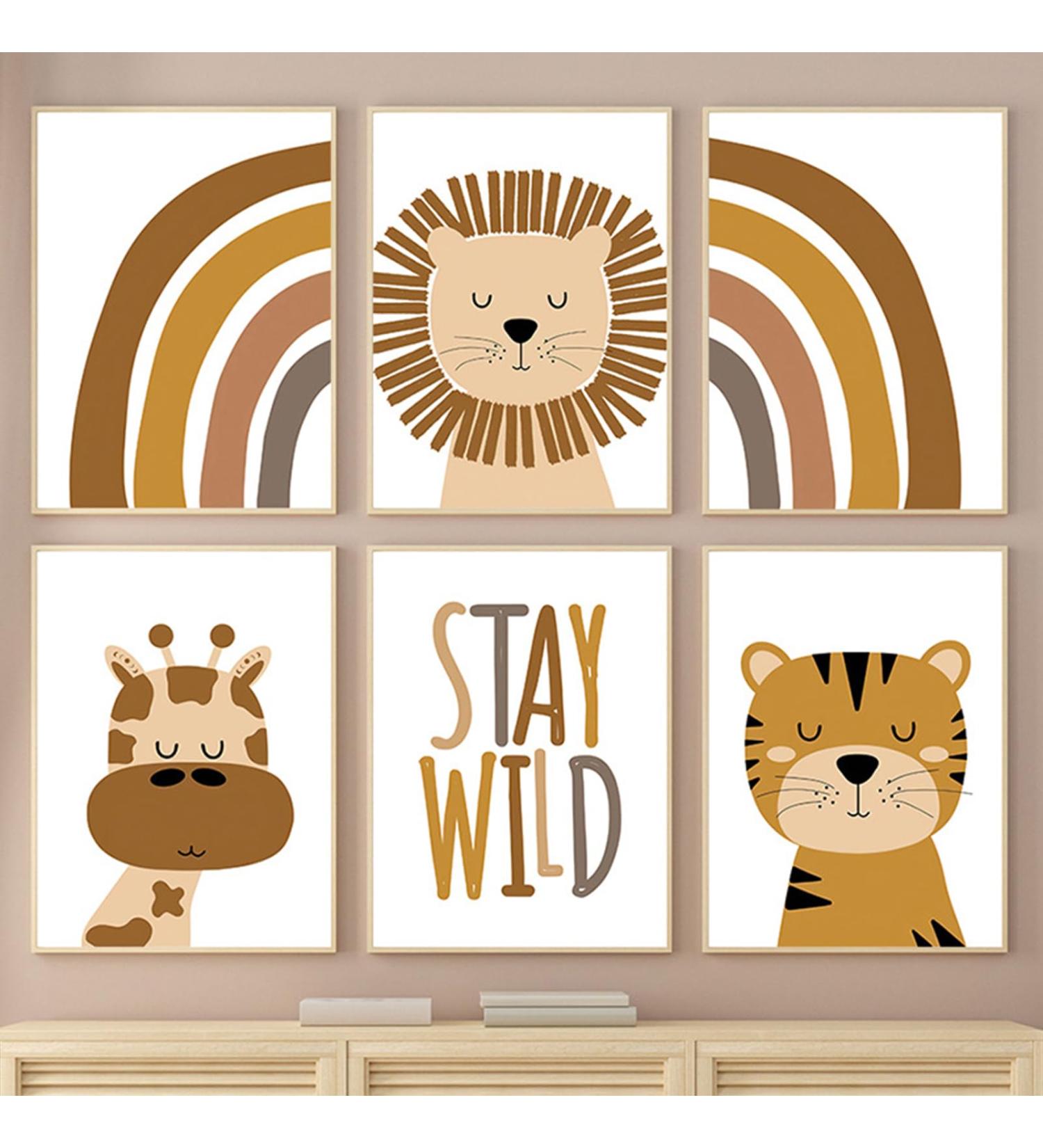 Funmo 6 Set A4 Wall Posters for Children's Room | Boho Baby Room Decoration & Murals | Perfect Wall Art for Girls - 21x30cm - Buy Online on GoSupps.com