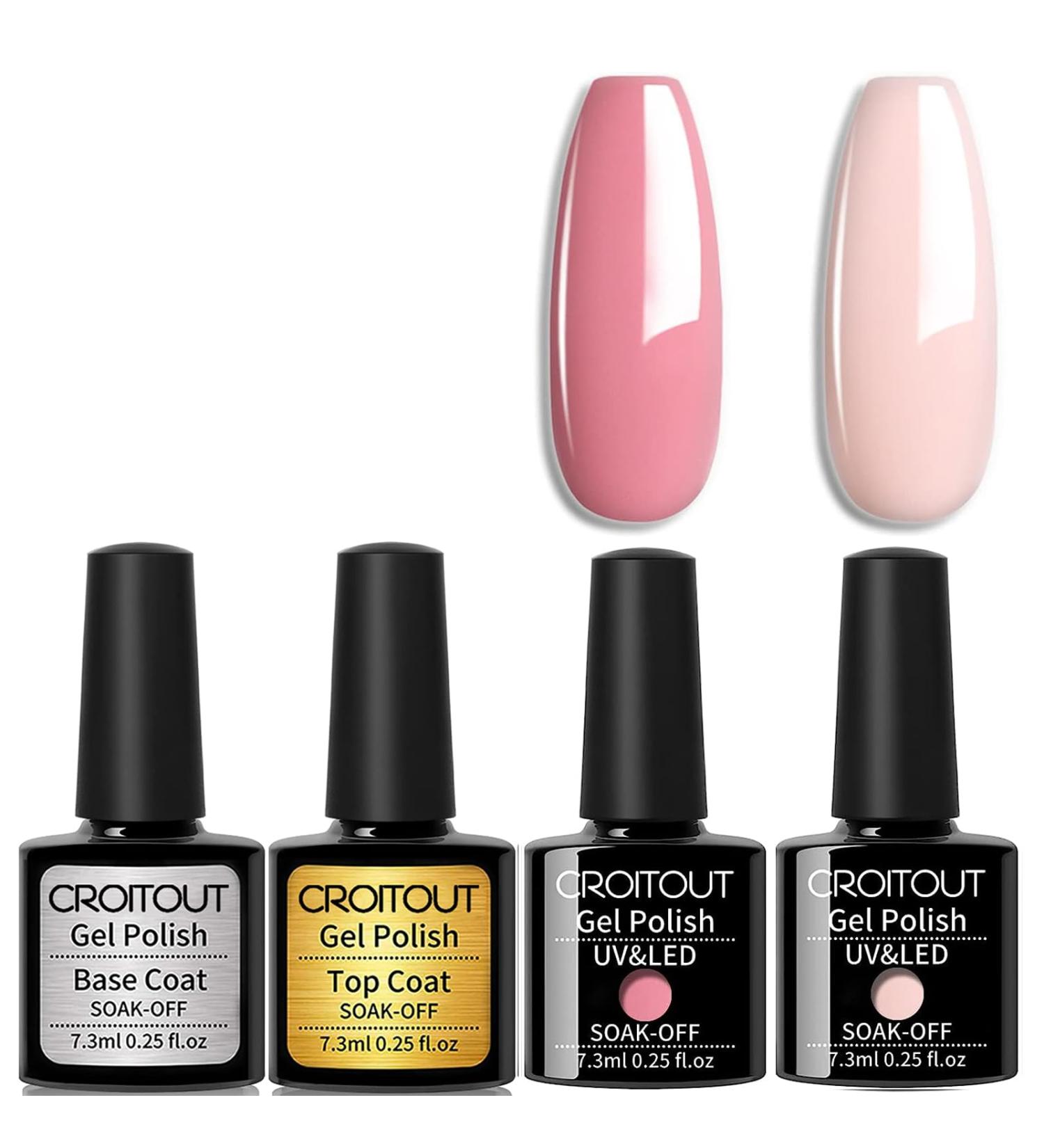 Croitout (Base Coat Top Coat With Two Color Gel) Gel Nail Polish Set Base Top Coat With Two Color Gel Polish Set Shellac Nail Polish UV LED Lamp Nail Art Nail Salon 4BT-1361-1325 4BT-1361-1325 - Buy Online on GoSupps.com