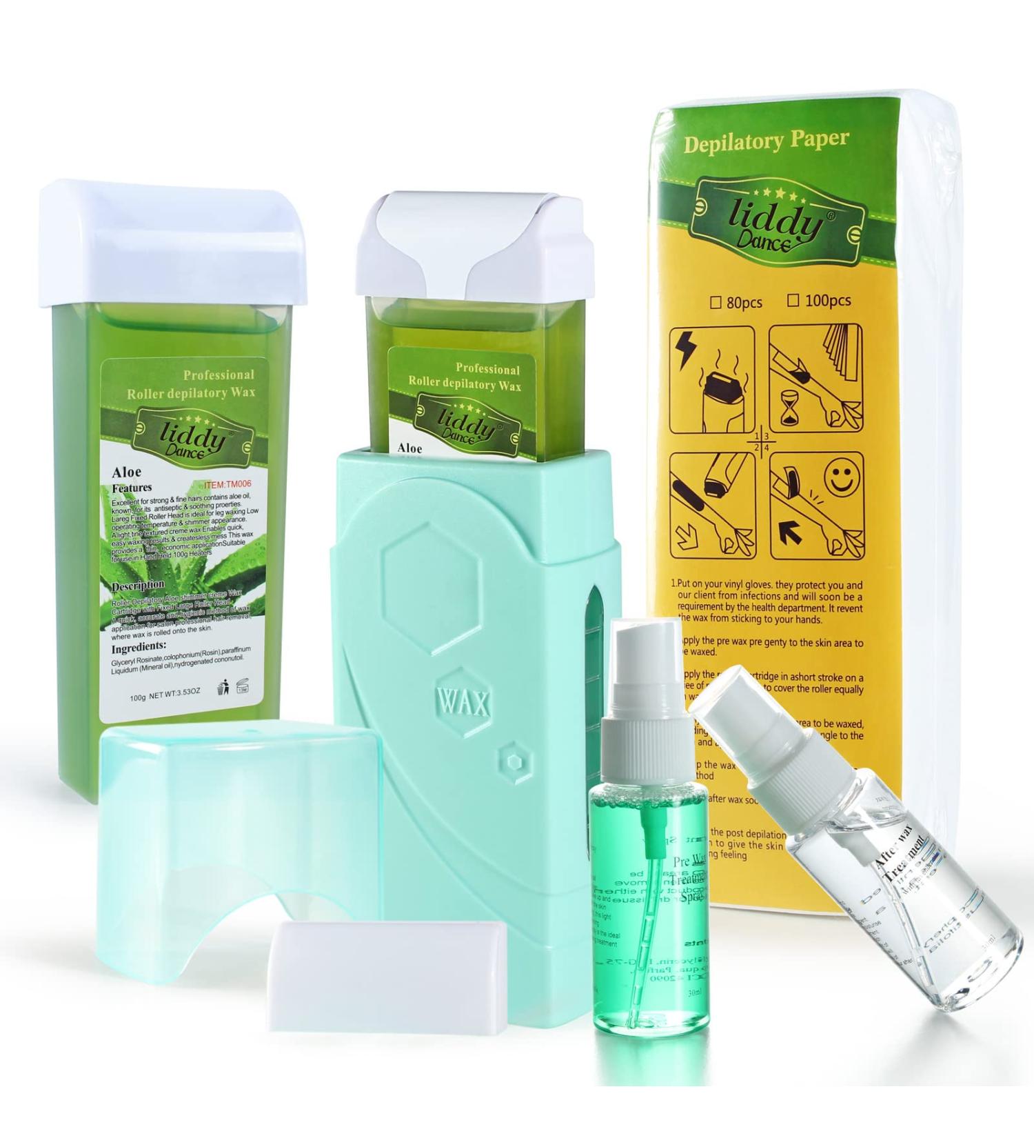 Sensitive Skin Roller Waxing Kit with Aloe for Hair Removal | At-Home Waxing Kit for Arms, Legs, and Body | Men and Women - Buy Online on GoSupps.com