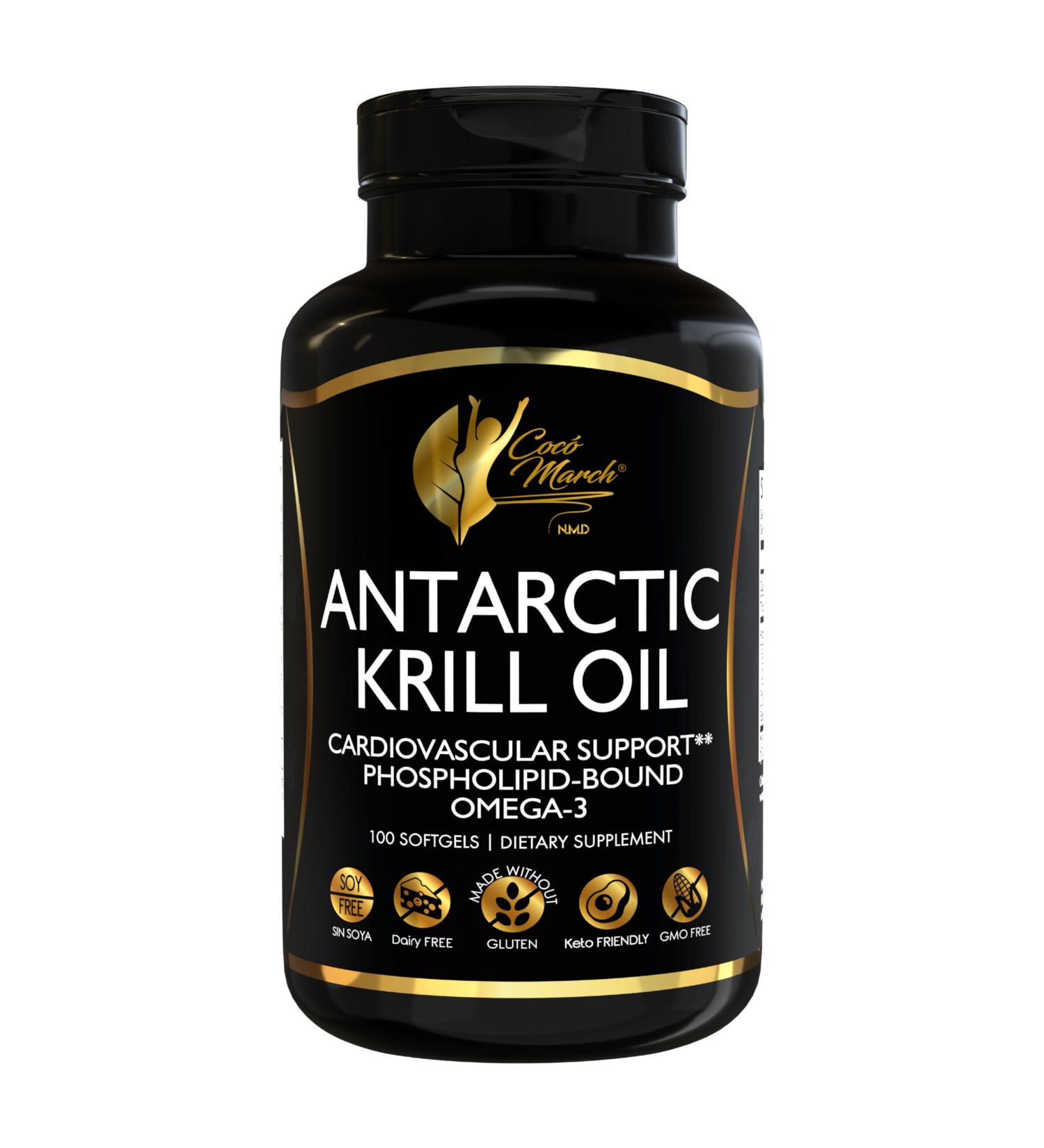 Coc March N.M.D Pure Antarctic Krill Oil 1000mg Omega 3 Fish Oil Supplement with EPA DHA Choline & Astaxanthin Fast Absorption Immune Heart & Joint Support for Men & Women 100 Softgels Krill Omega Oil- - Buy Online on GoSupps.com