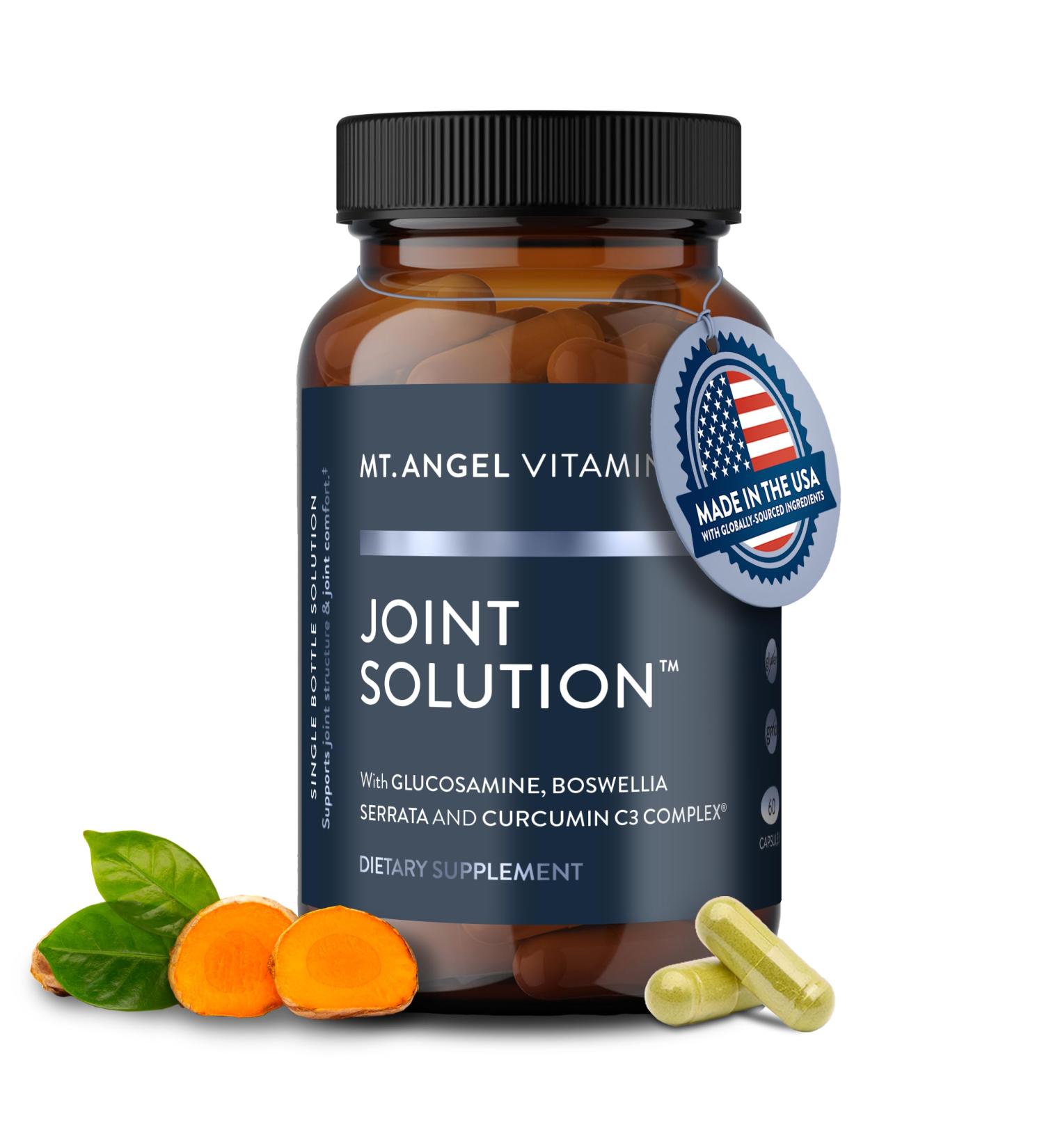 Mt. Angel Vitamins - Joint Solution - Curcumin C3 Complex Turmeric Tumeric Turmeric Curcumin Joint Support Supplement Tumeric and Ginger Turmeric Supplement Glucosamine Collagen - 60 Caps - Buy Online on GoSupps.com