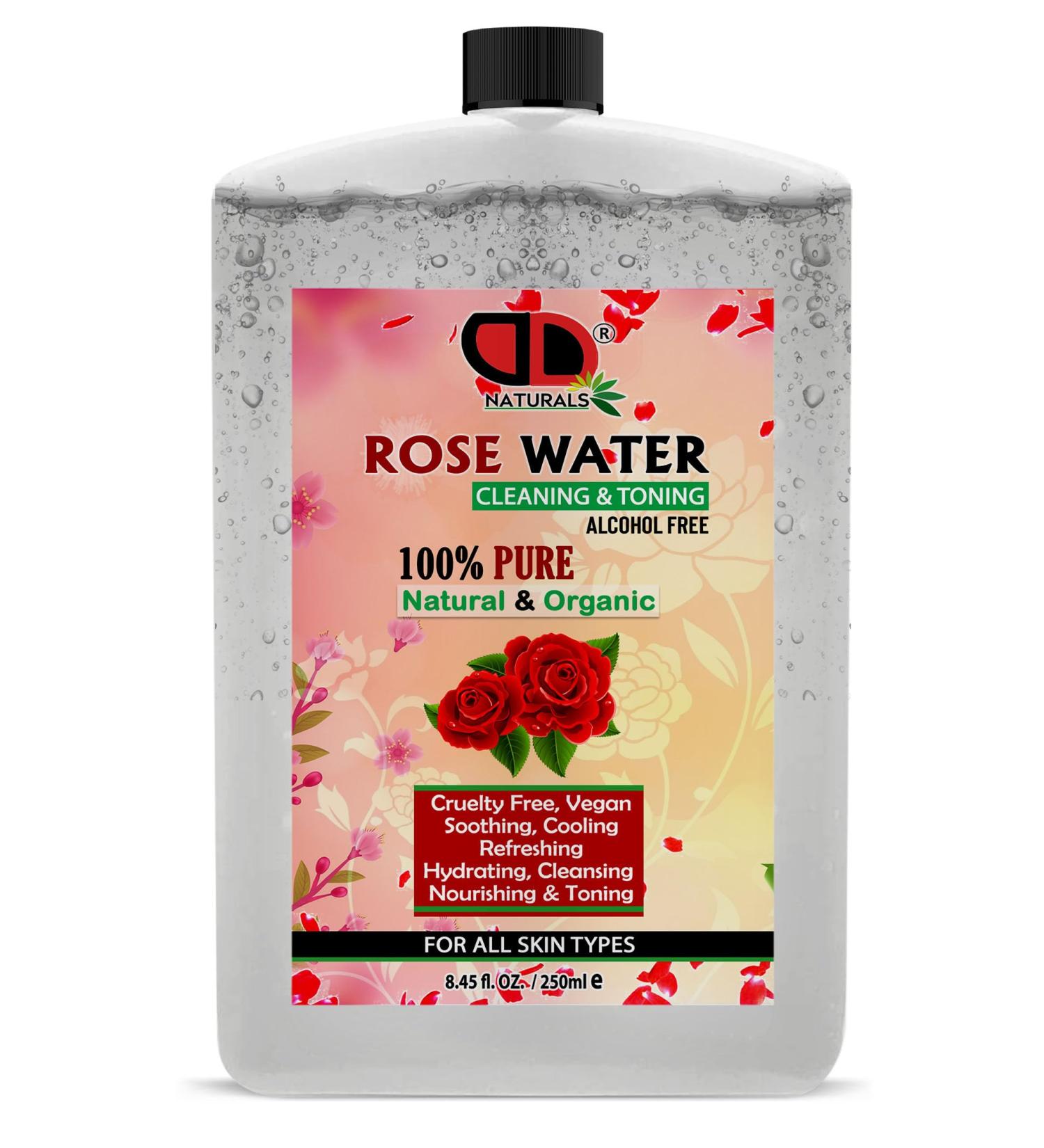 250ml Postal Friendly | Pure Natural Organic Rose Water Face Astringents Beauty Skin Face Tonner Restores Skin Ph Balance Suitable for All Skin Types 100% Vegan