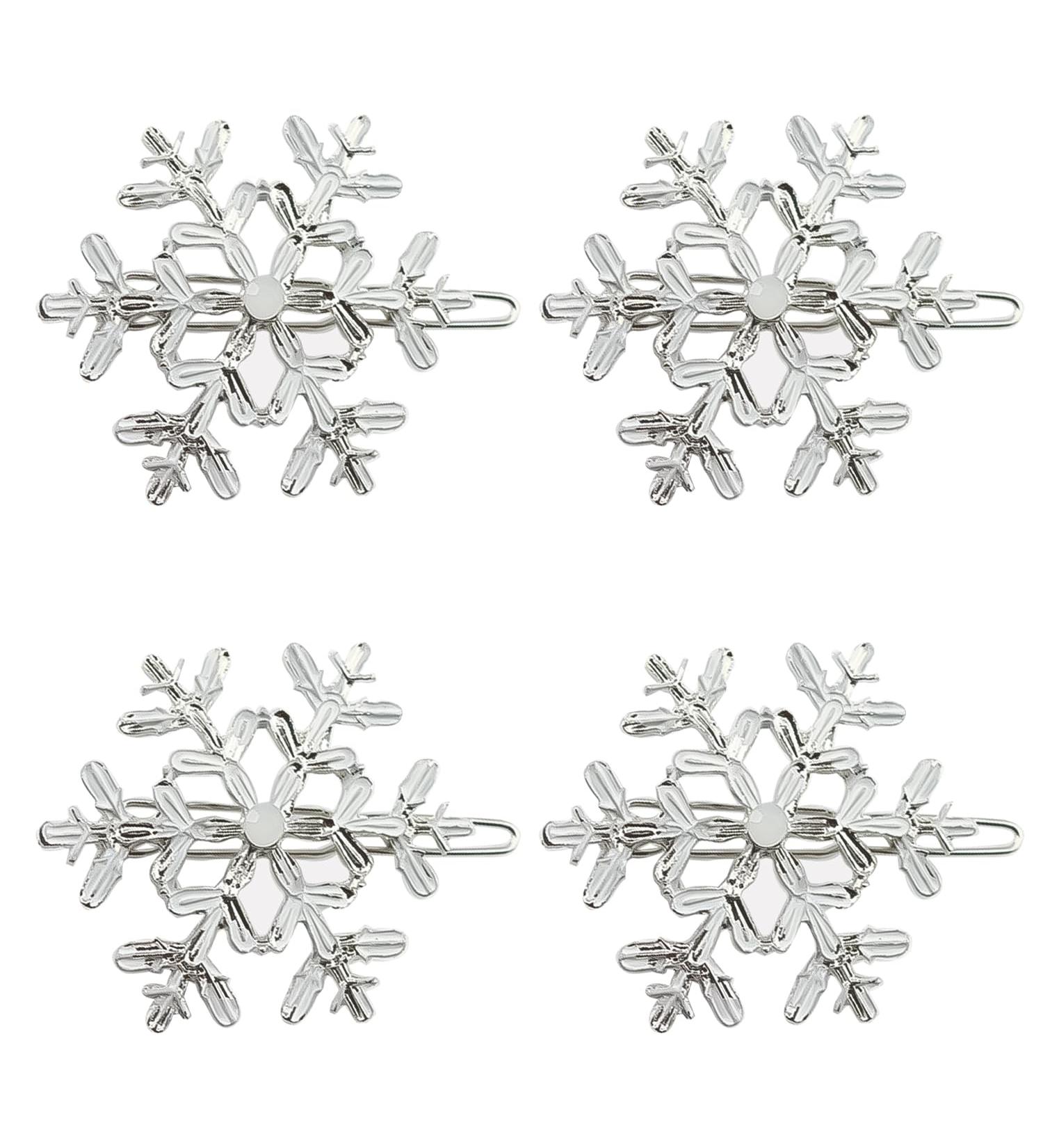 MFUOE 4Pieces Snowflake Hair Clips Silver Snow Bobby Pins Alloy Shiny Christmas Wedding Hairpin Hair Accessories for Xmas Women Girls - Buy Online on GoSupps.com