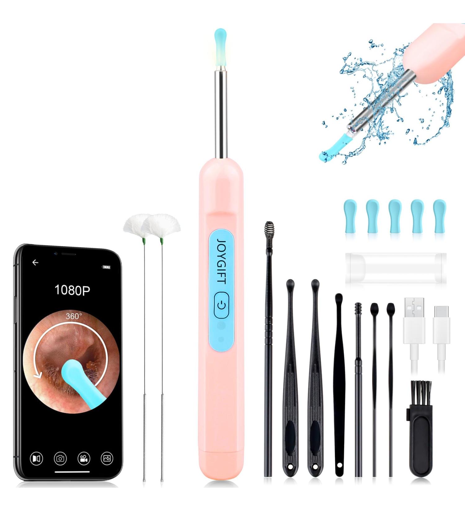 Ear Wax Removal Ear Cleaner with 1080P HD Camera with 6 LED Lights/IP67 Waterproof Lens/8 Traditional Tools Ear Wax Removal Kit Rechargeable Ear Cleaning kit for iOS Android Tablet (Pink07) - Buy Online on GoSupps.com