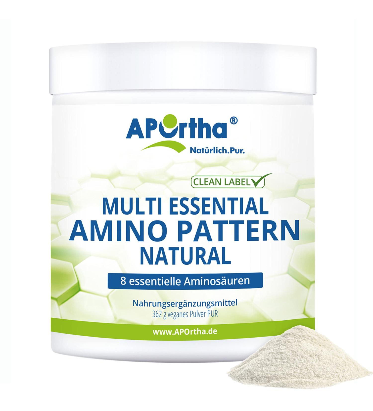 Aportha Multi Essential Amino Powder | 362g Vegan EAA Supplement | 8 Essential Amino Acids for Optimal Protein Supply by Prof. Dr. Luc   Moretti - Buy Online on GoSupps.com
