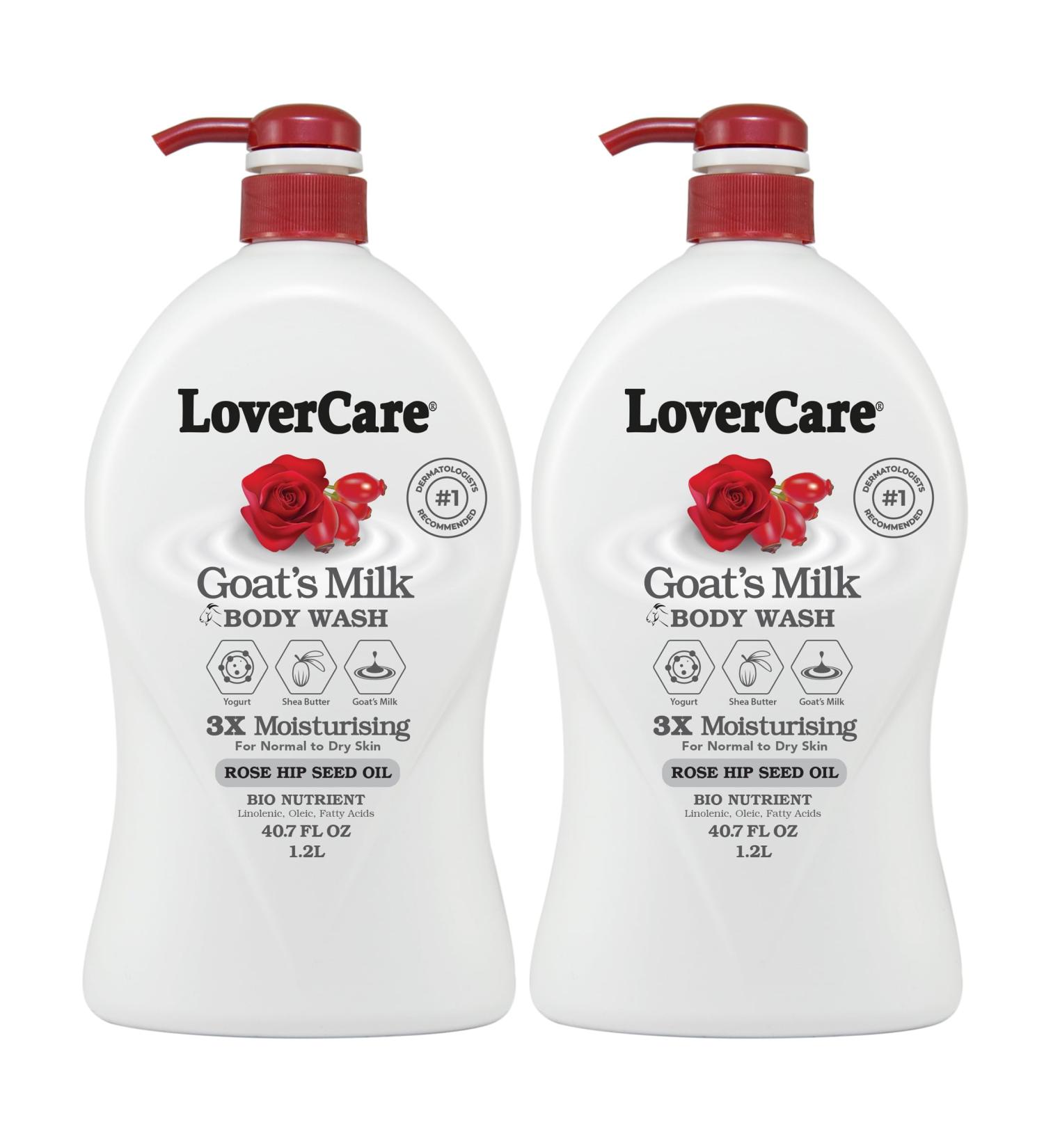 Lovercare Goat's Milk Body Wash Shower Cream 40.7oz/1200ml - Rose Hip Seed Oil - Buy Online on GoSupps.com