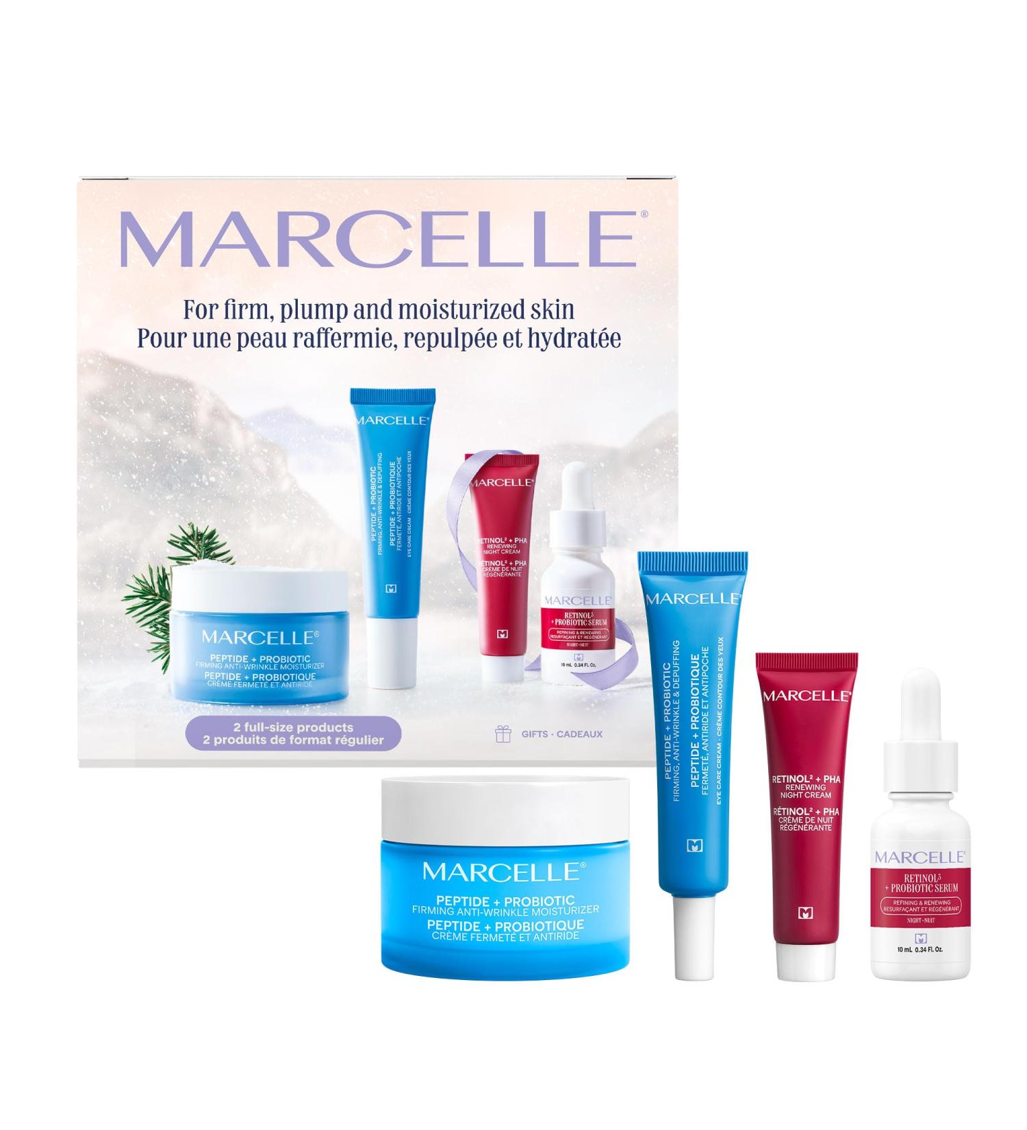 Marcelle Peptide + Probiotic Holiday Gift Set Anti-Wrinkle & Firming Skin Care Routine for All Skin Types Hypoallergenic Fragrance-Free Clean Vegan Cruelty-Free - Buy Online on GoSupps.com