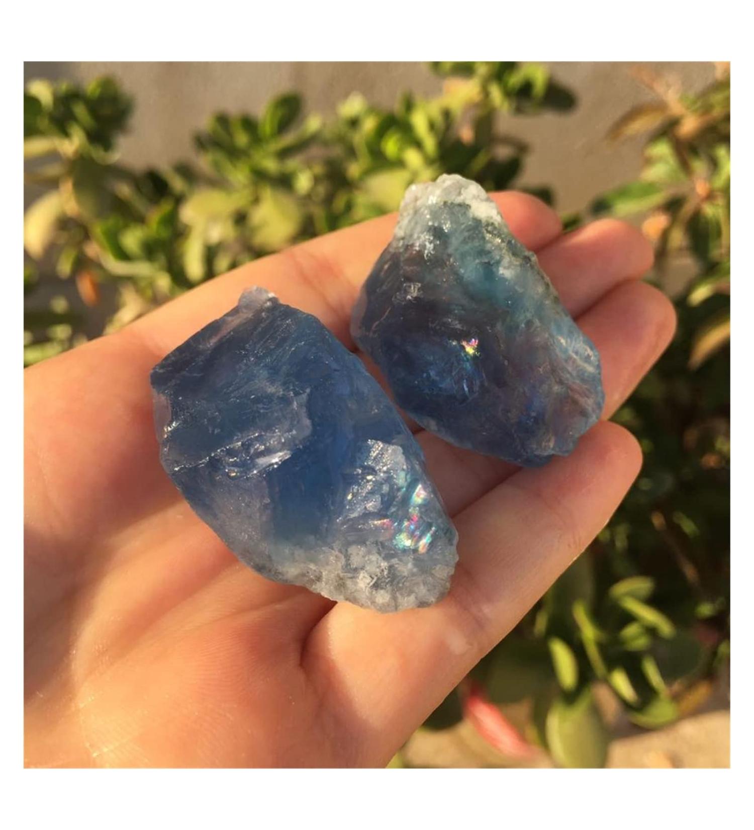 Fluorite 2pcs Pretty Natural raw Blue Fluorite Rough Stone Natural Quartz Crystals Stone for Natural Crystal Rough - Buy Online on GoSupps.com
