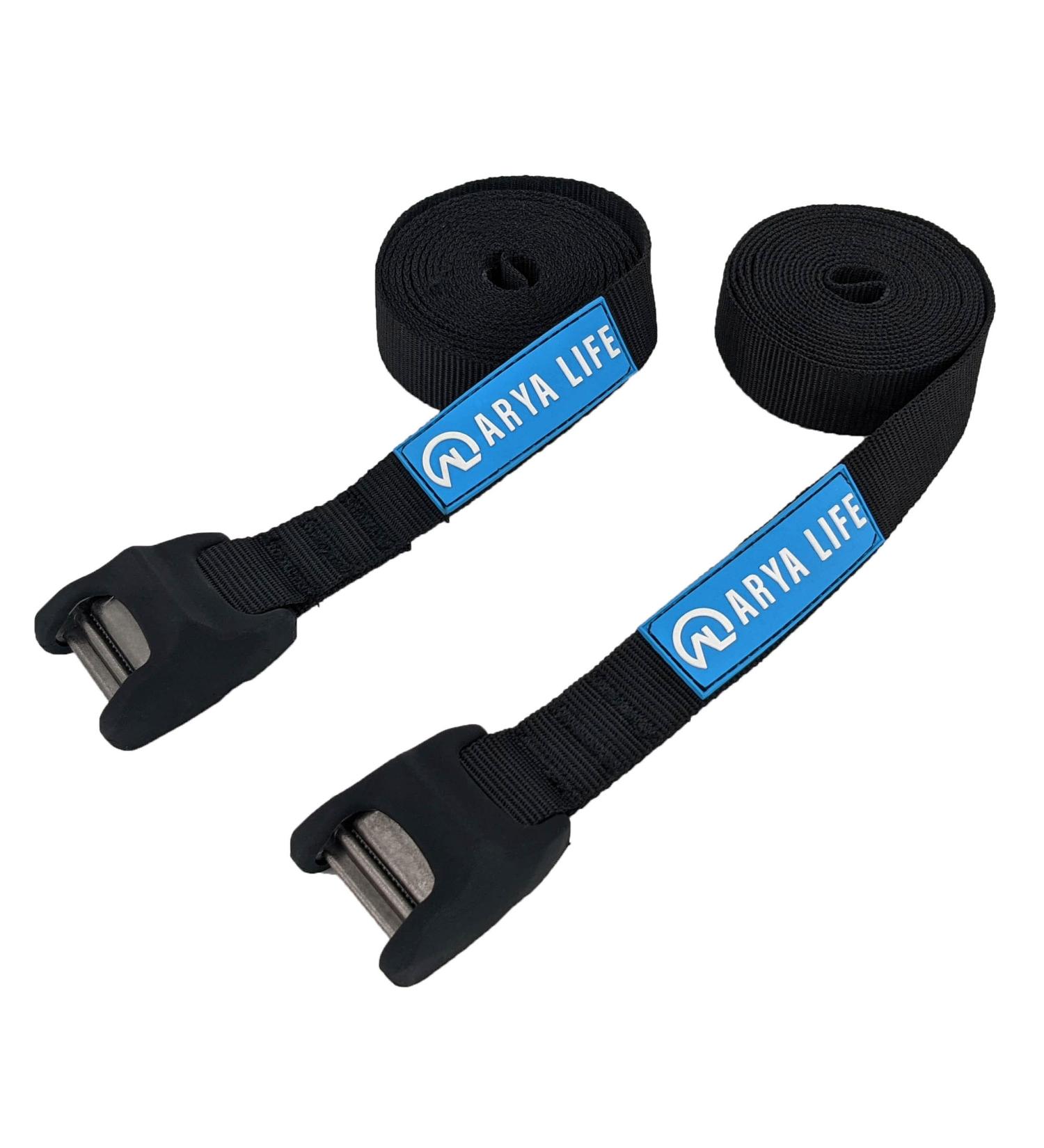 Arya Life 10ft Silicone Buckle Rack Straps for Surfboard, SUP, Kayak - Set of 2, Black - Buy Online on GoSupps.com
