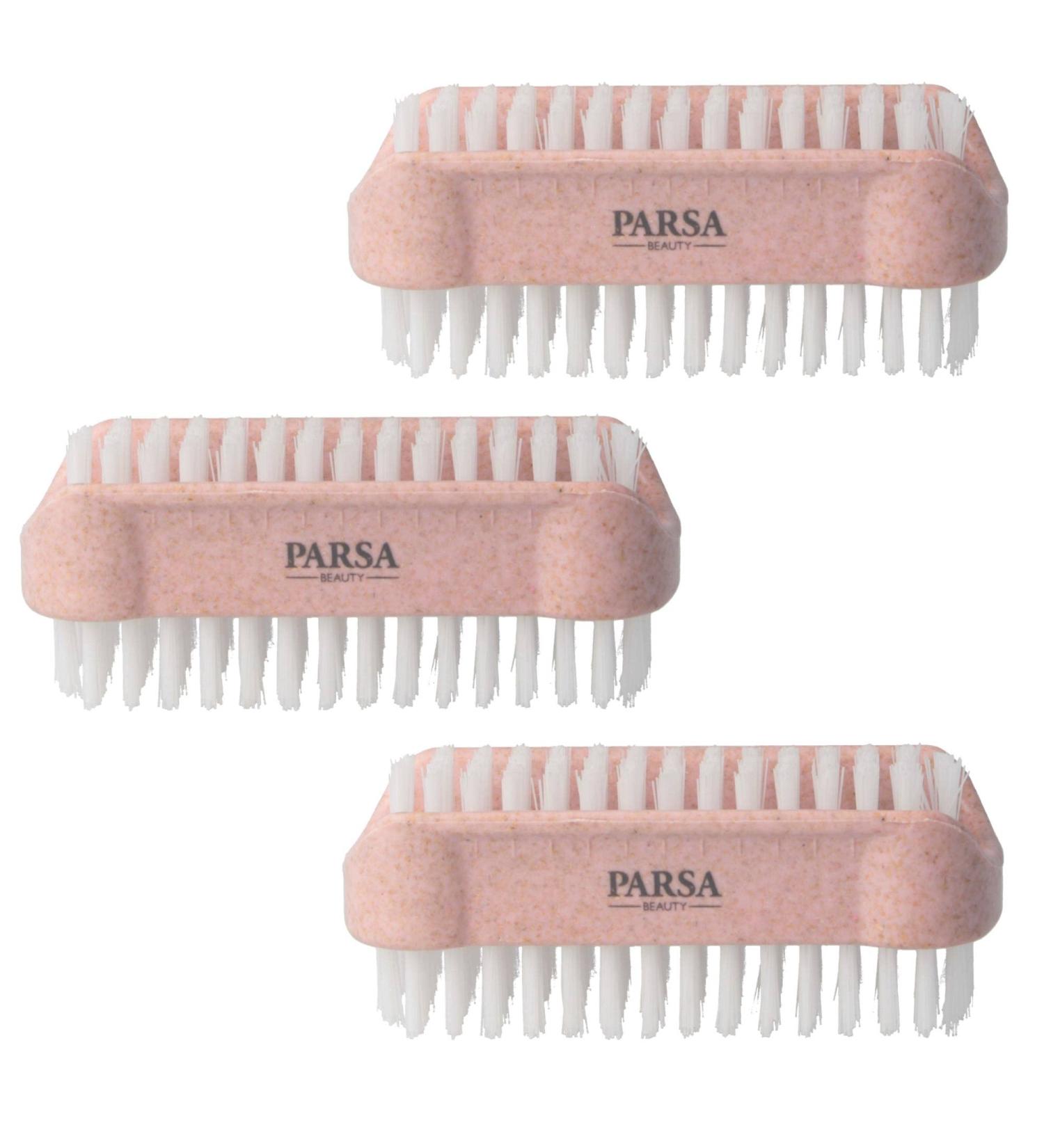 Pack of 3 PARSA Beauty Nature Love Double-Sided Nail Brushes - Pink Hand Washing Brushes for Perfect Nails - Buy Online on GoSupps.com