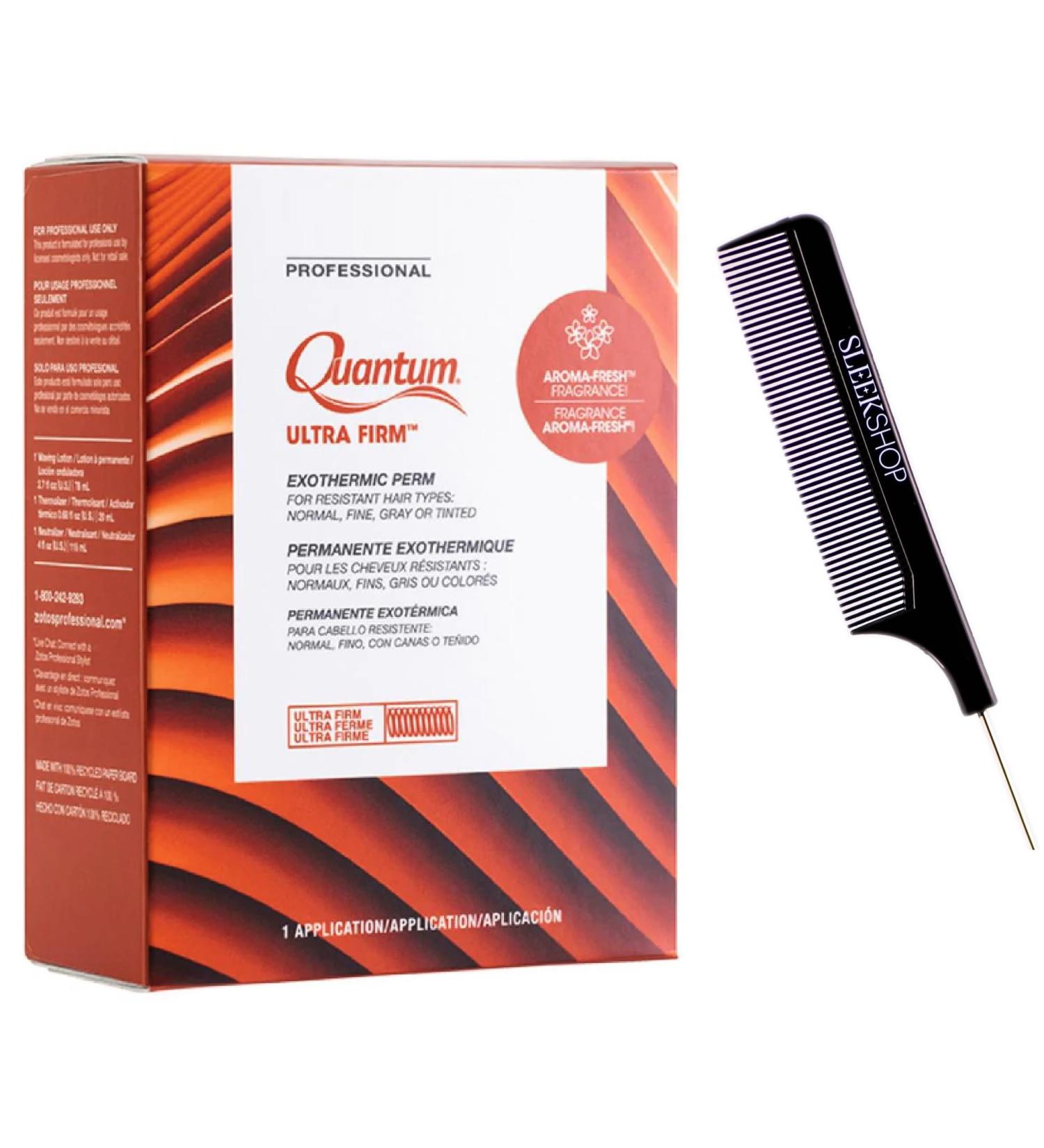 Zotos QUANTUM ULTRA FIRM Exothermic Perm ULTRA FIRM CURLS for Normal Resistant or Tinted Hair (with Sleek Steel Pin Tail Comb) Gold Argan-Infused (ULTRA-FIRM/GOLD BOX)