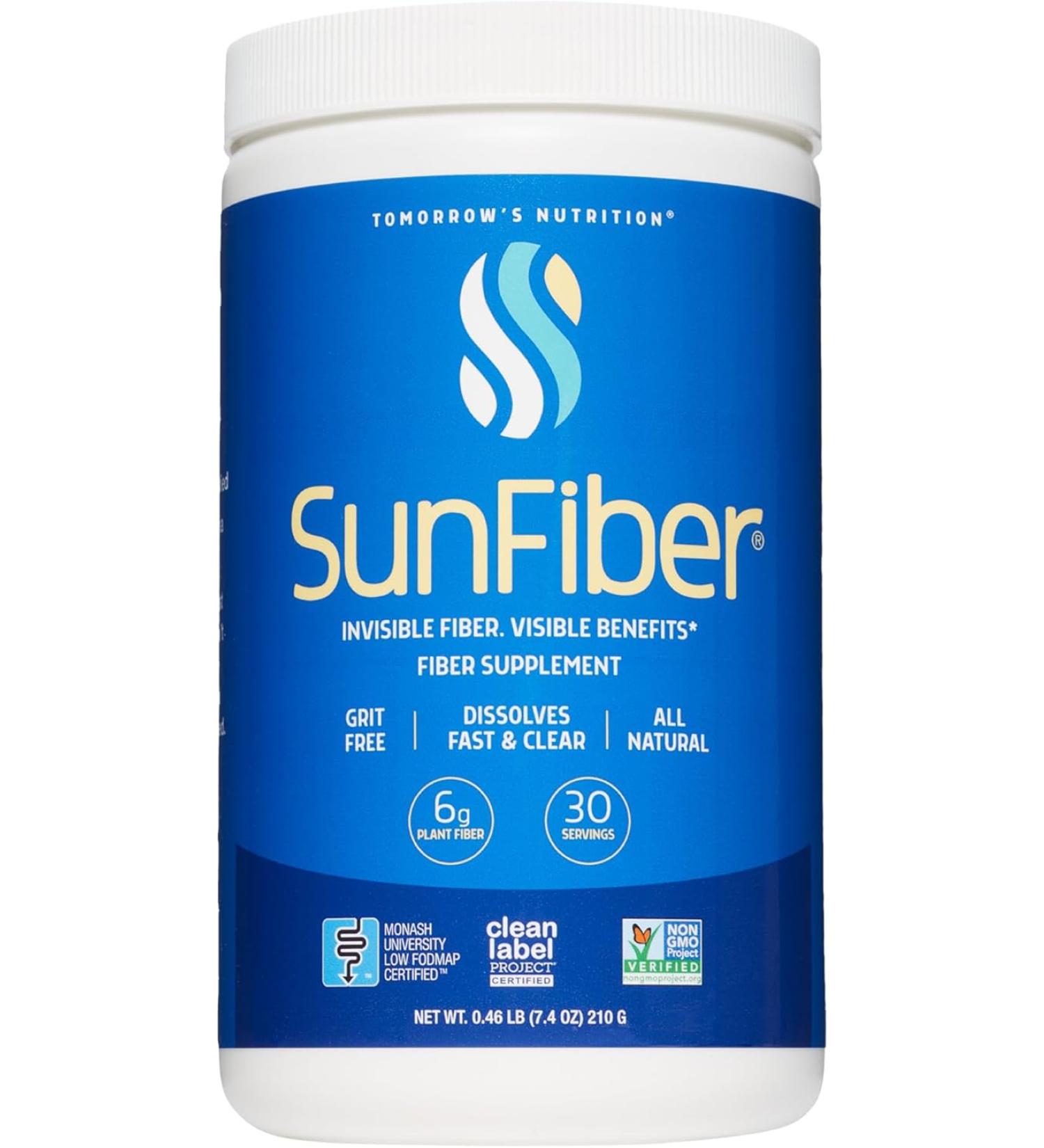 SunFiber Soluble Prebiotic Fiber with Guar Gum - 30 Servings (7.4 oz) | Digestive Wellness Support | Vegan-Friendly - Buy Online on GoSupps.com