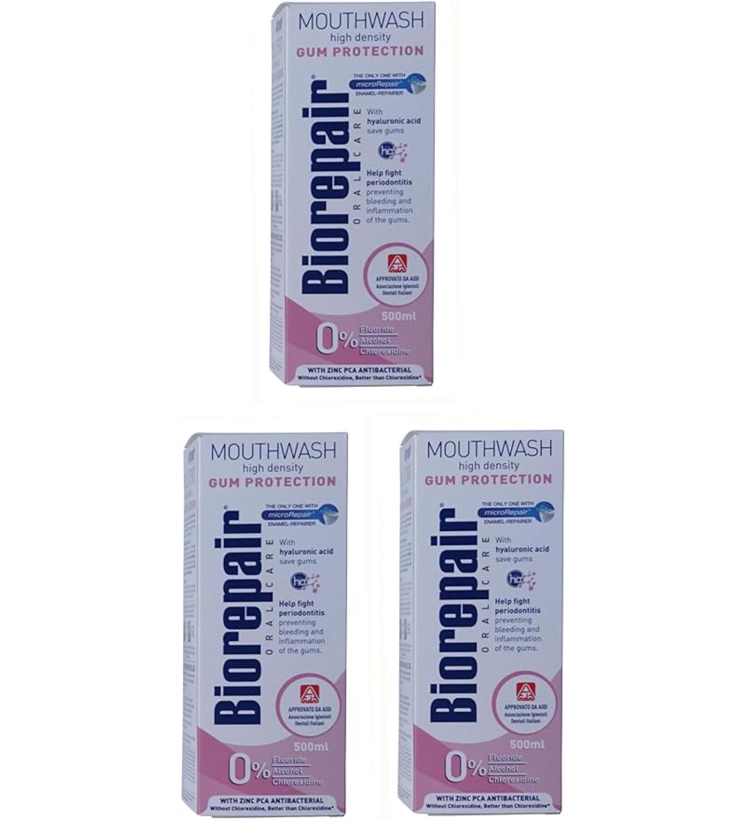Biorepair: " Collutorio " Mouthwash High Density Gum Protection 500ml /16.91 fl.oz Pack of 3 - Buy Online on GoSupps.com