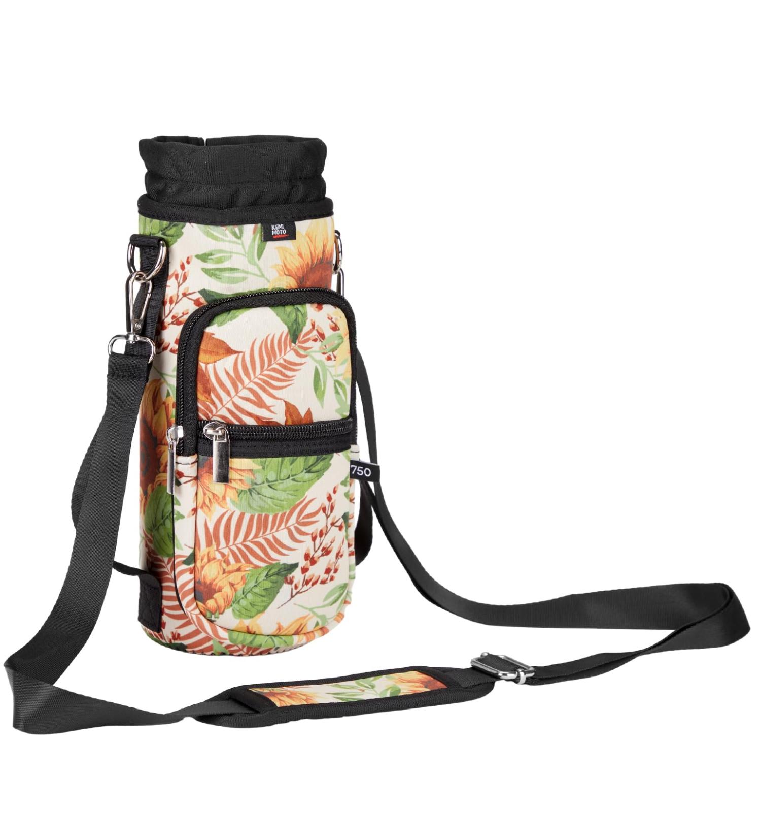 Kemimoto 750ml Water Bottle Holder - Portable Neoprene Bottle Carrier with Adjustable Shoulder Strap for Camping Cycling & Travel - Yellow - Buy Online on GoSupps.com