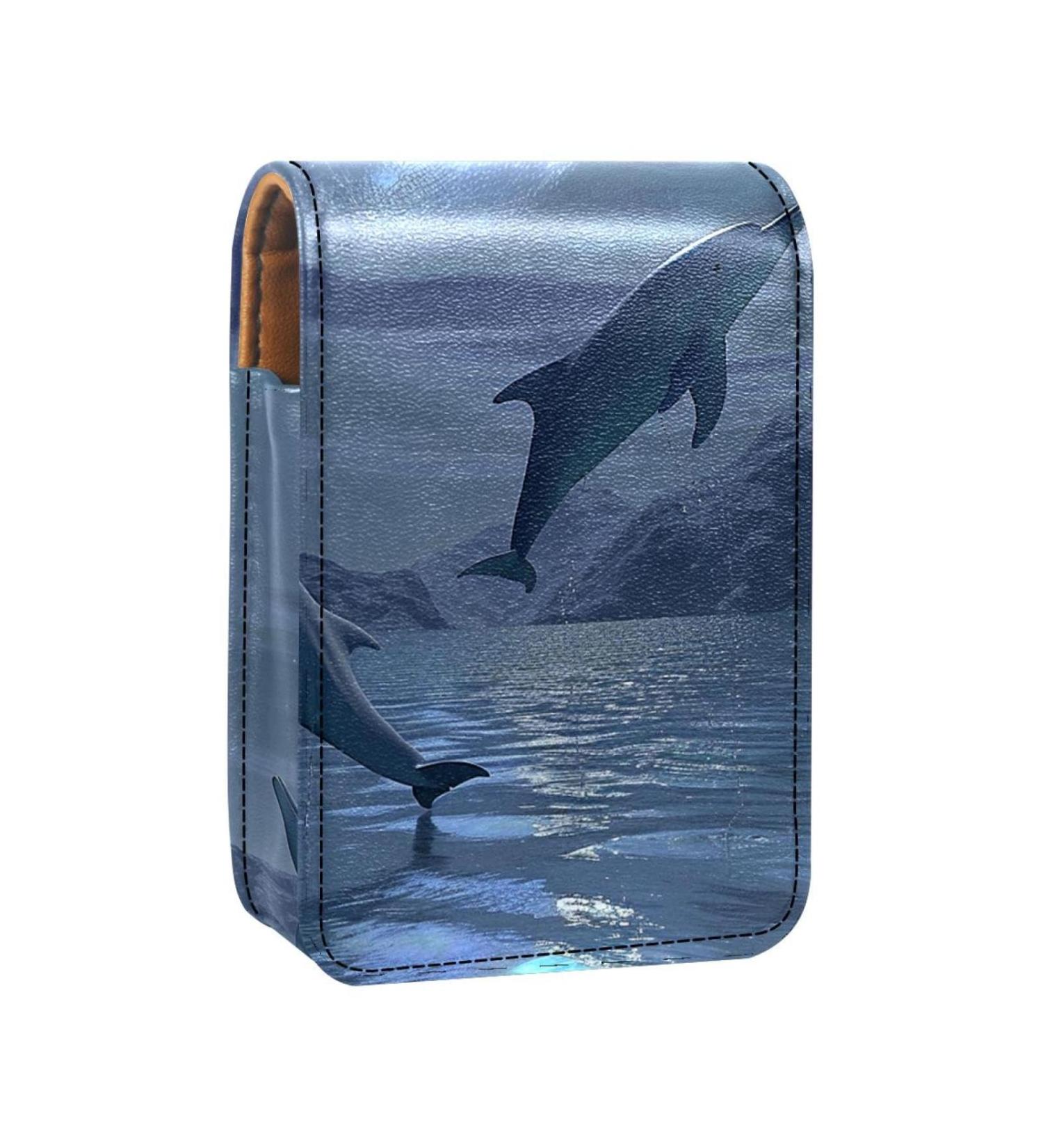 Travel Lipstick Organizer Case | Portable Makeup Bag with Mirror | Sea Sky Space Dolphin Design - Buy Online on GoSupps.com