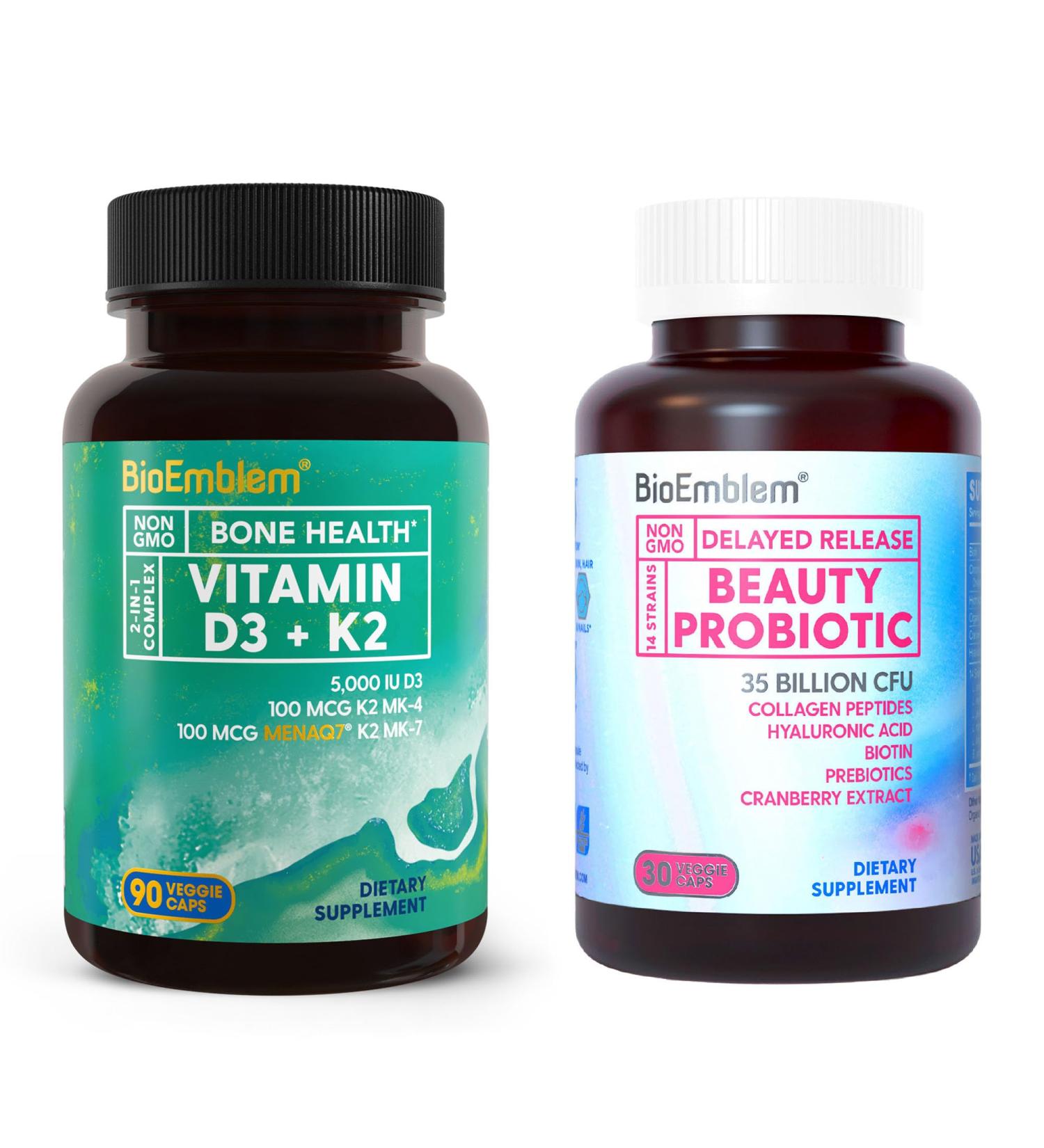BioEmblem Beauty Probiotics Vitamin D3 K2 - Buy Online on GoSupps.com