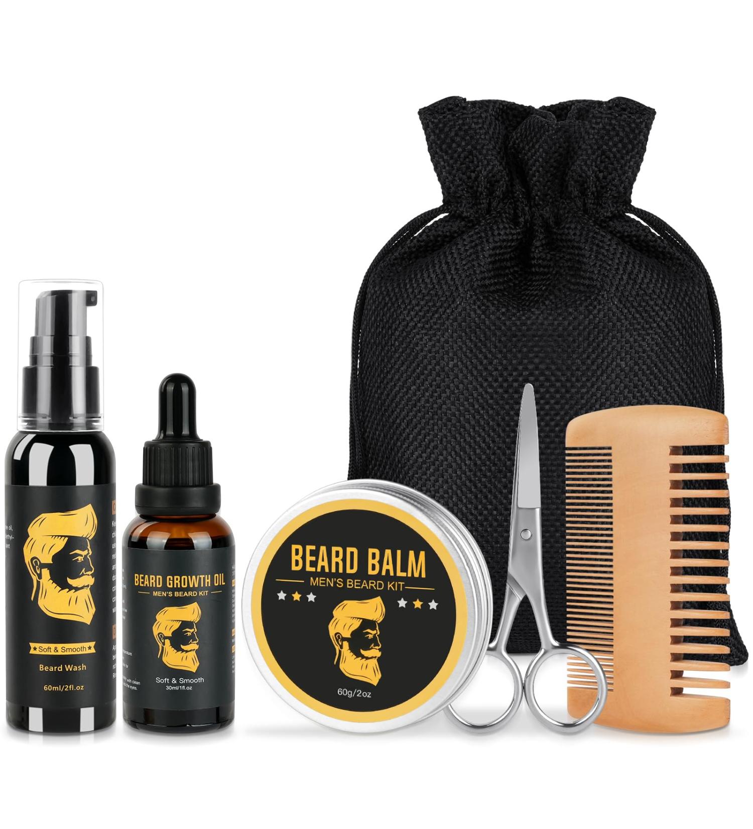 Shop Bartwachstumset: 6PC Beard Care Set - Oil Shampoo Balm & More for Optimal Beard Growth - Perfect Gift for Men & Women - Buy Online on GoSupps.com