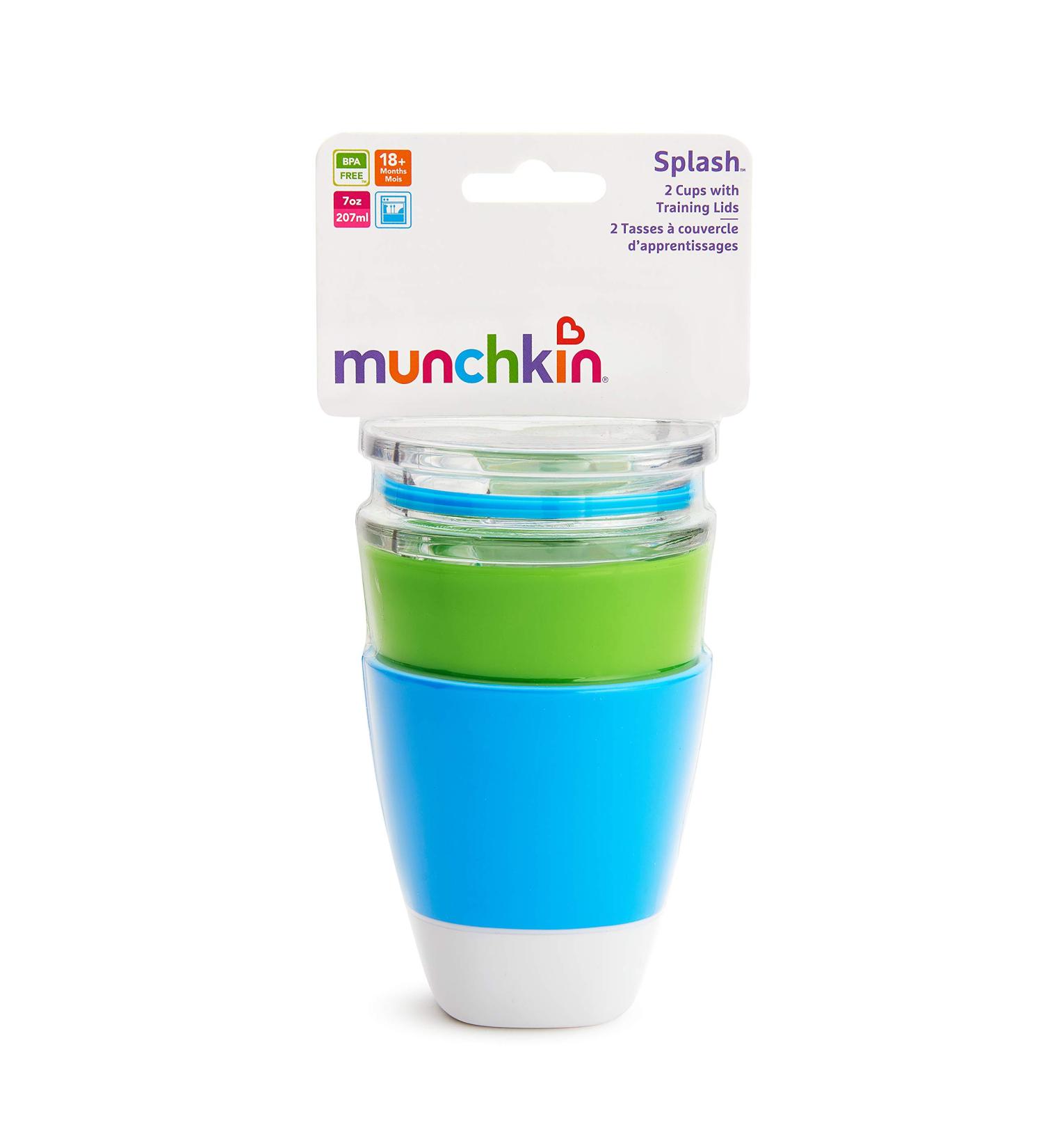 Munchkin Splash 7oz Cups with Trainer Lids - Green/Blue - 1 Piece Assortment - Buy Online on GoSupps.com