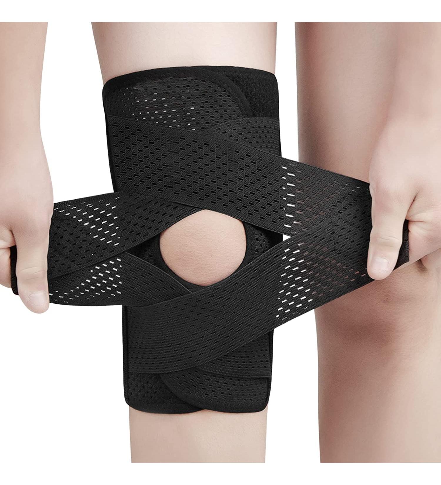 Anampion Knee Brace for Men & Women - Adjustable Velcro Patella Opening Supports Swollen ACL - XL Black - Buy Online on GoSupps.com