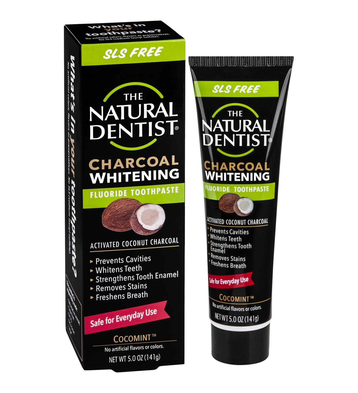 The Natural Dentist Charcoal Whitening Fluoride Toothpaste Cocomint Flavor 5oz Tube - Pack of 1 - Buy Online on GoSupps.com