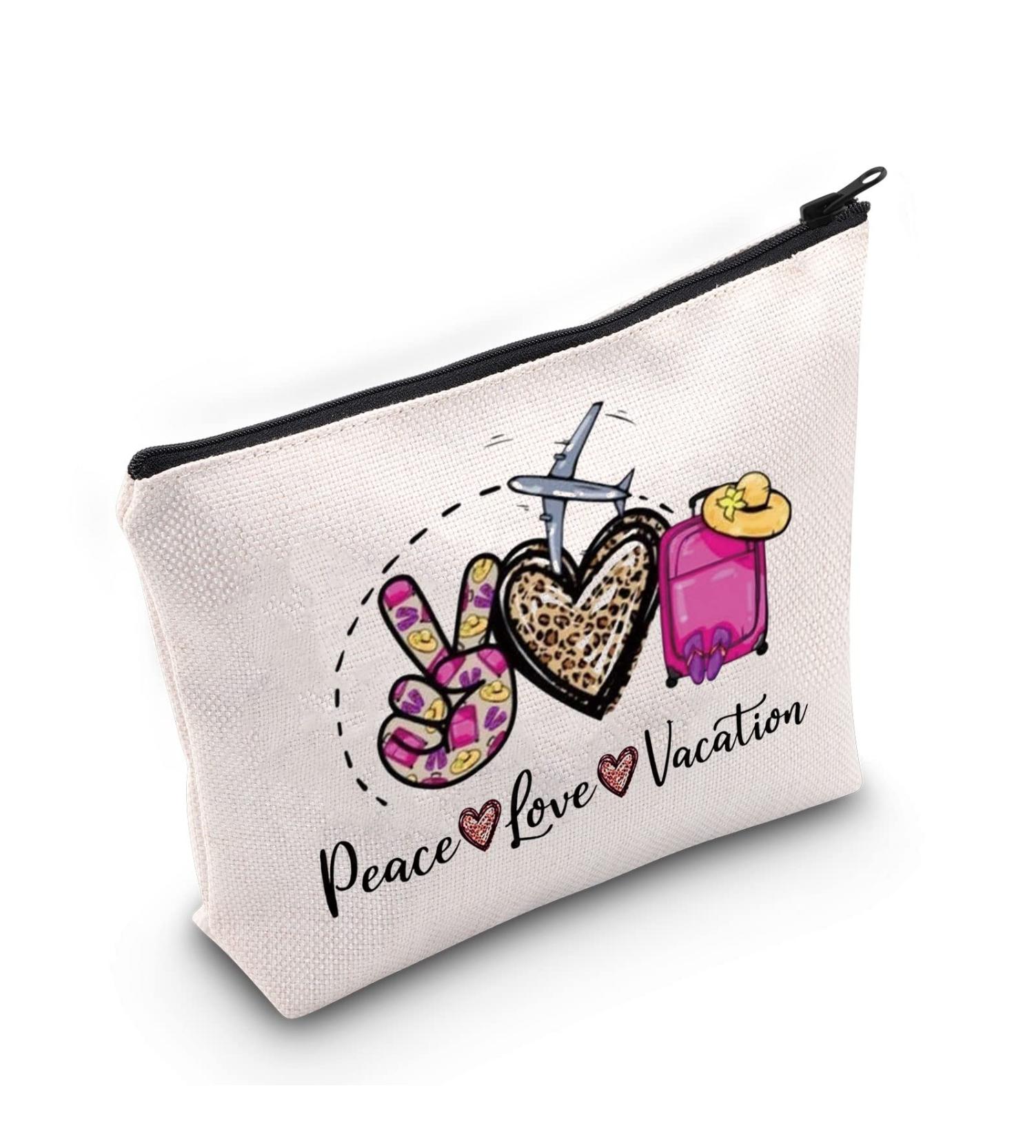 Wumpa Cosmetic Bag for Girls - Perfect Make-Up Zipper Bag for Weekend Getaways Hen Parties & Gifts | Peace Love & Vacation Merchandise - Buy Online on GoSupps.com