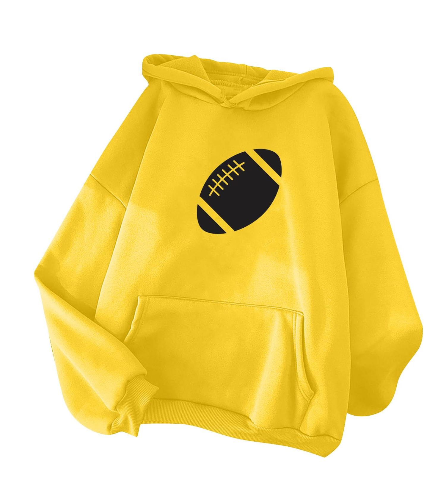Yihaojia Cute Hoodies Women Football Graphic Sweatshirts Game Day Long Sleeve Hoodie Shirts Drawstring Pullover Tops Yellow#44 Small - Buy Online on GoSupps.com
